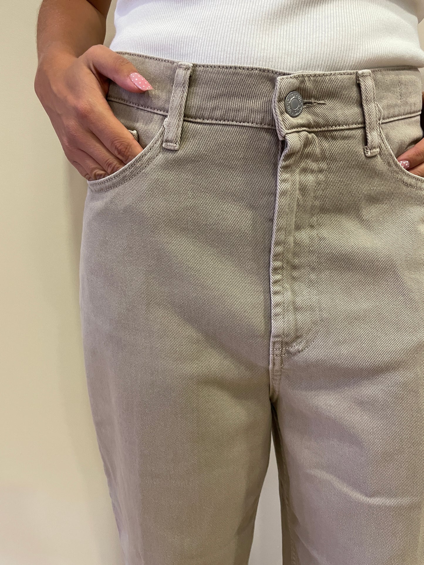VICOLO - Jeans Laila baggy fit a vita media color taupe