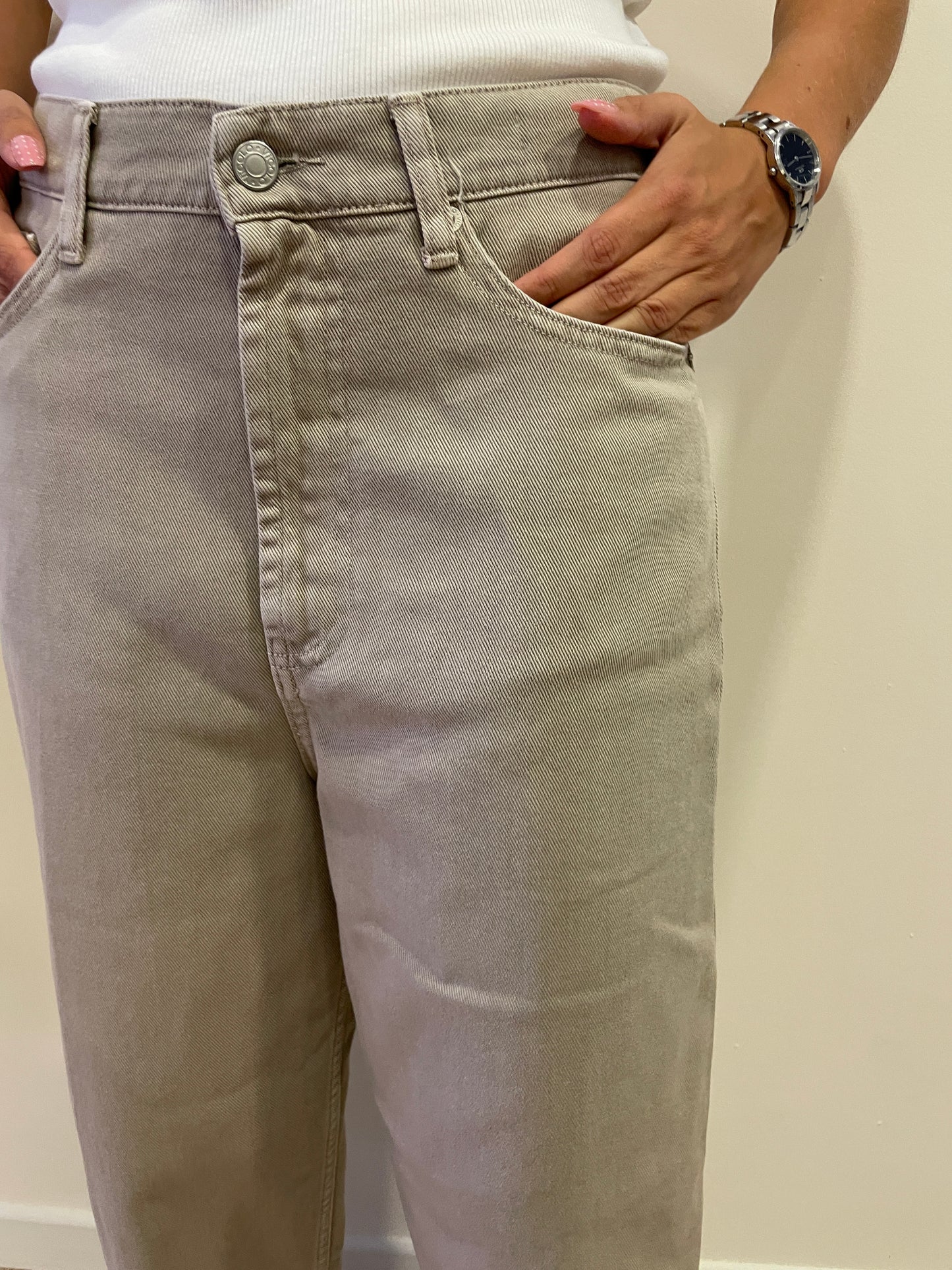VICOLO - Jeans Laila baggy fit a vita media color taupe
