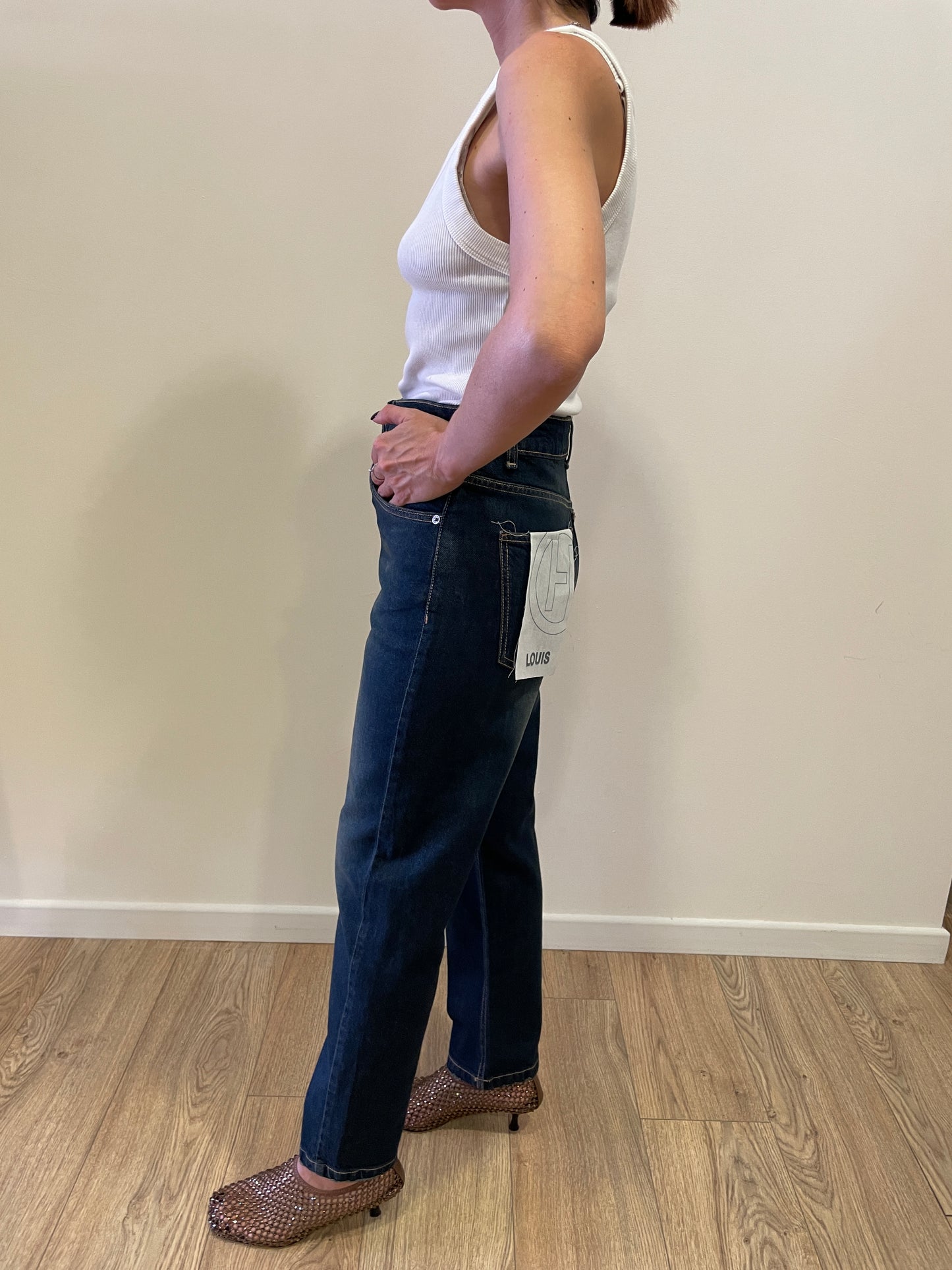 HAVEONE - Jeans Louis a vita media mom fit alla caviglia color sovratinto denim