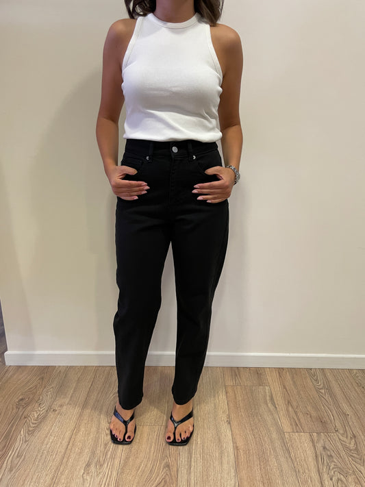 HAVEONE - Jeans Louis a vita media mom fit alla caviglia color bull nero