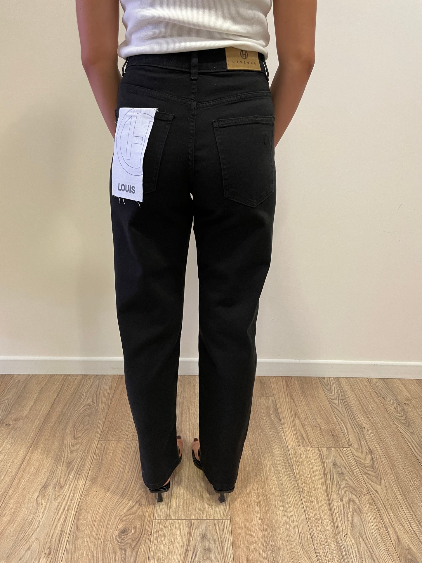 HAVEONE - Jeans Louis a vita media mom fit alla caviglia color bull nero