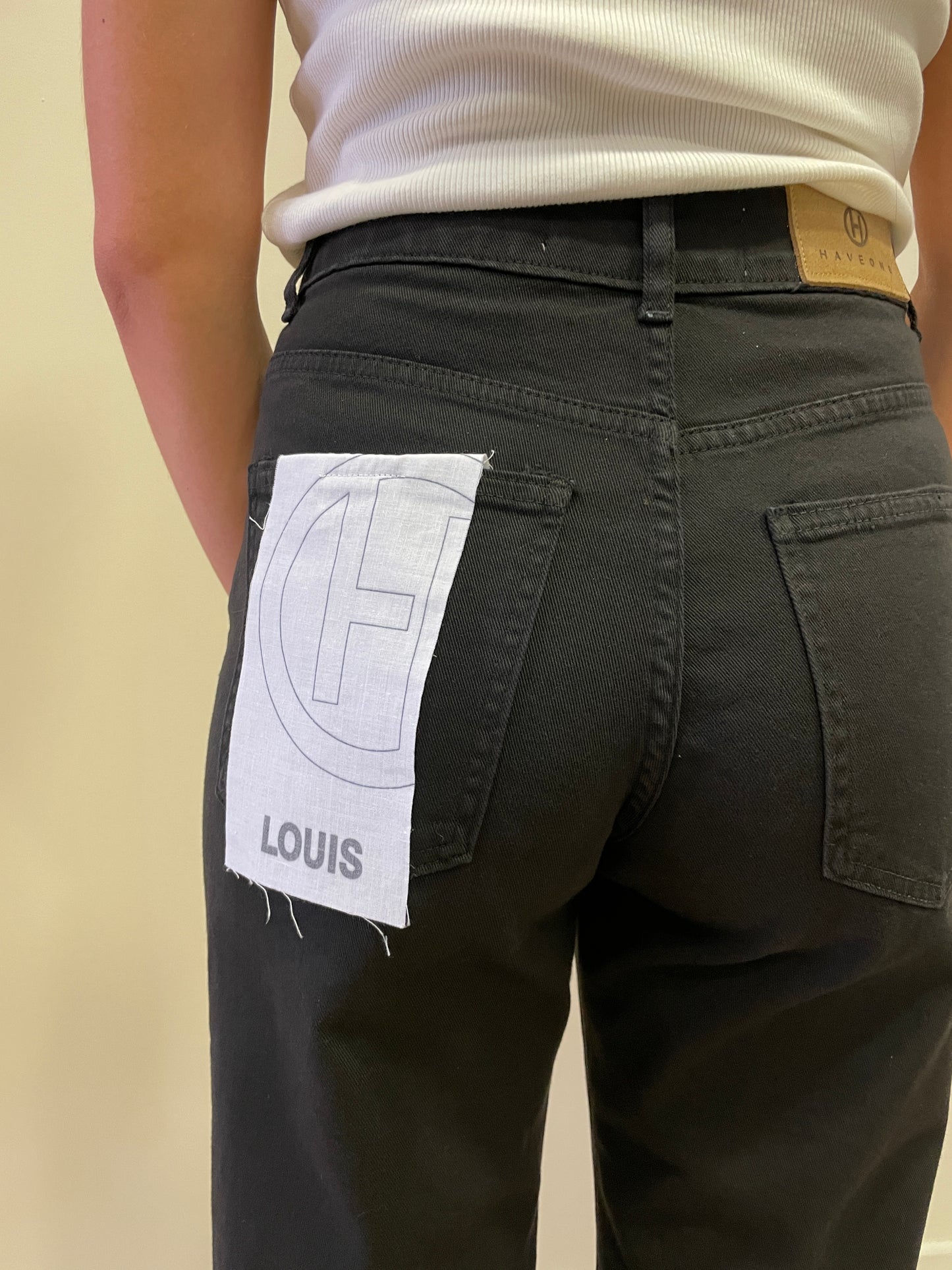 HAVEONE - Jeans Louis a vita media mom fit alla caviglia color bull nero