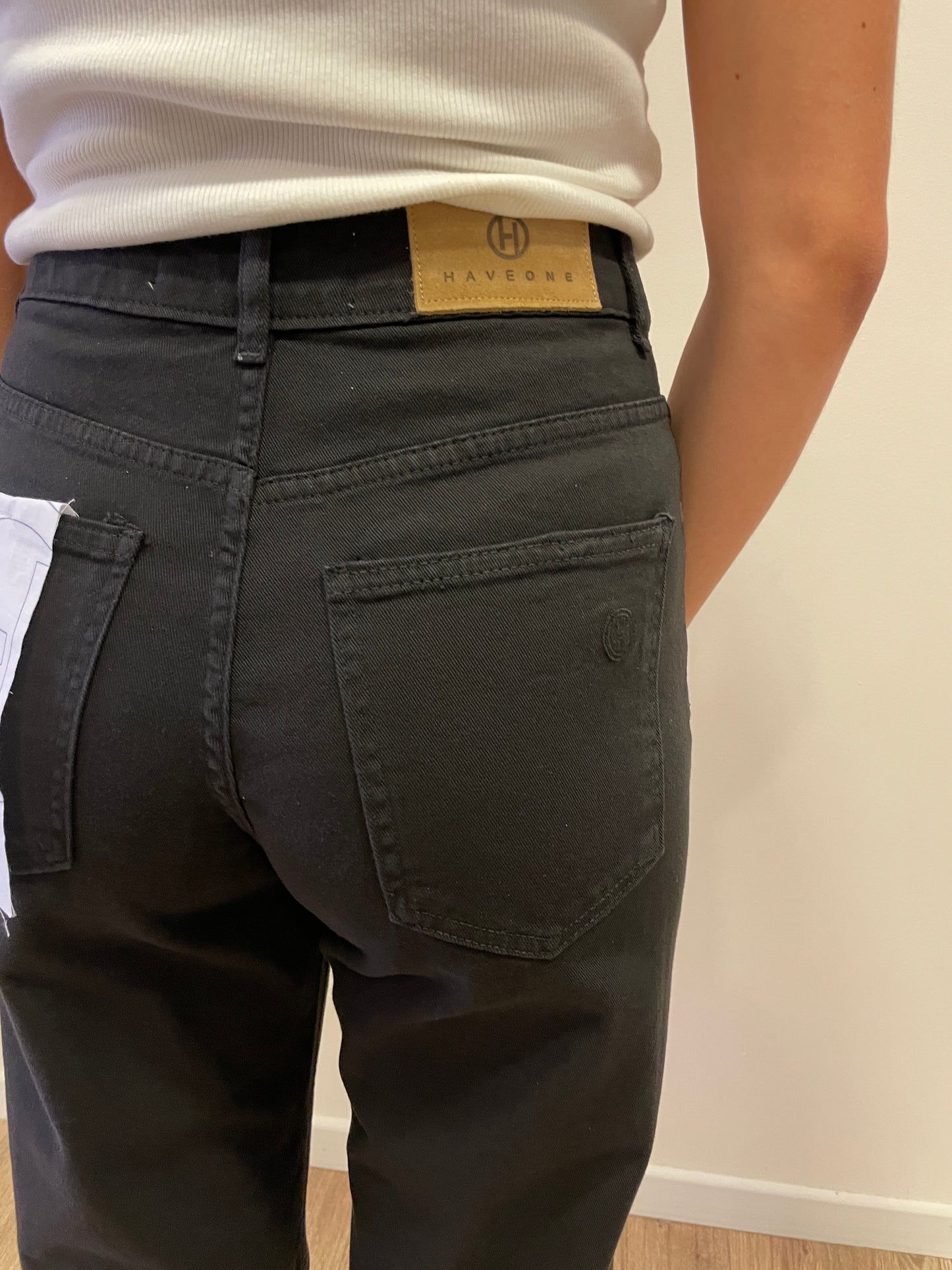 HAVEONE - Jeans Louis a vita media mom fit alla caviglia color bull nero