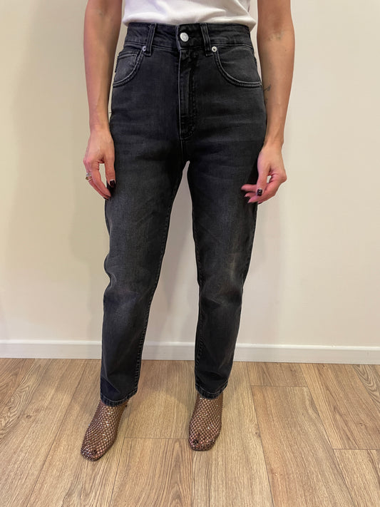 HAVEONE - Jeans Louis a vita media mom fit alla caviglia color nero lavagna