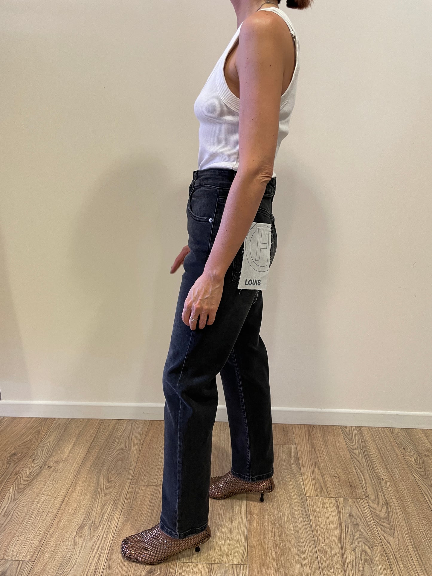 HAVEONE - Jeans Louis a vita media mom fit alla caviglia color nero lavagna