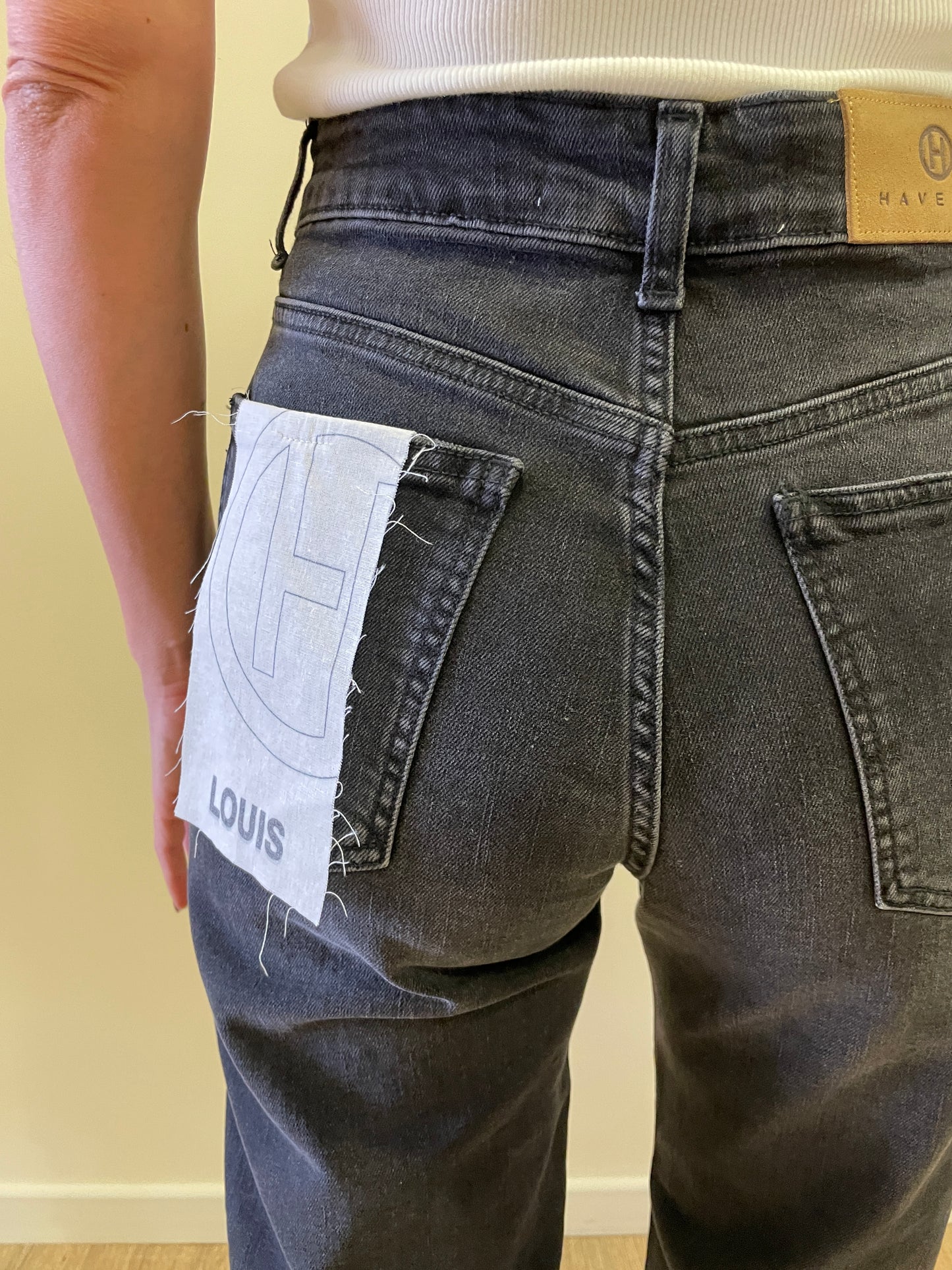 HAVEONE - Jeans Louis a vita media mom fit alla caviglia color nero lavagna