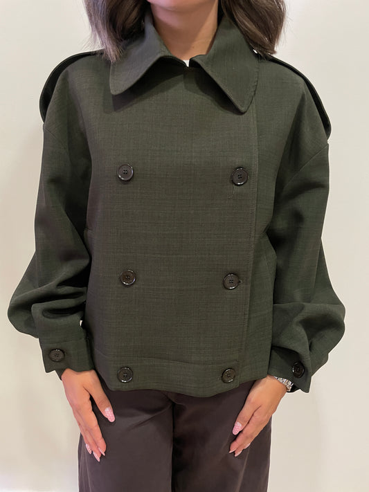 KAOS - Trench corto doppiopetto color forest