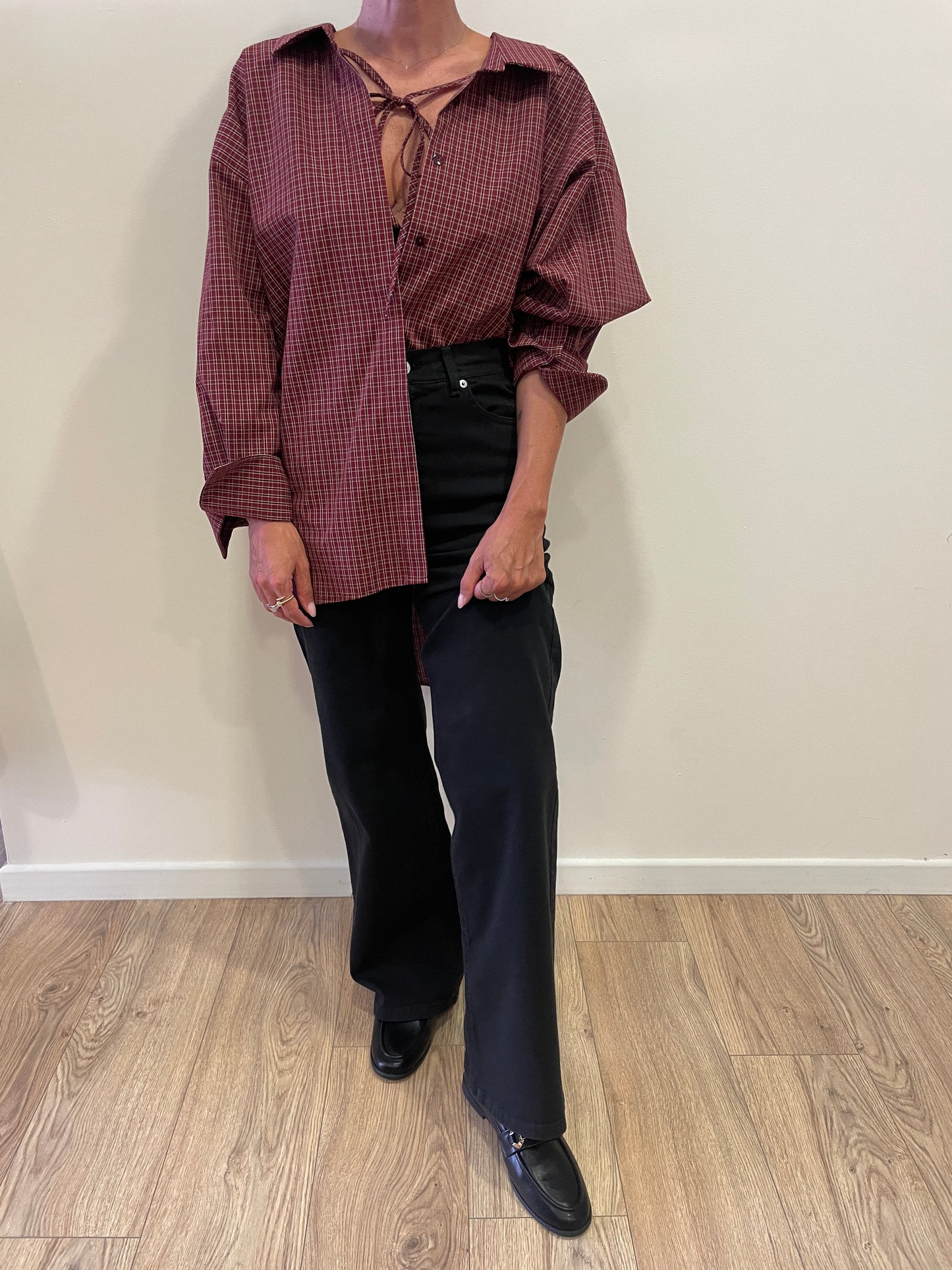 HAVEONE - Jeans London color nero a palazzo dritto