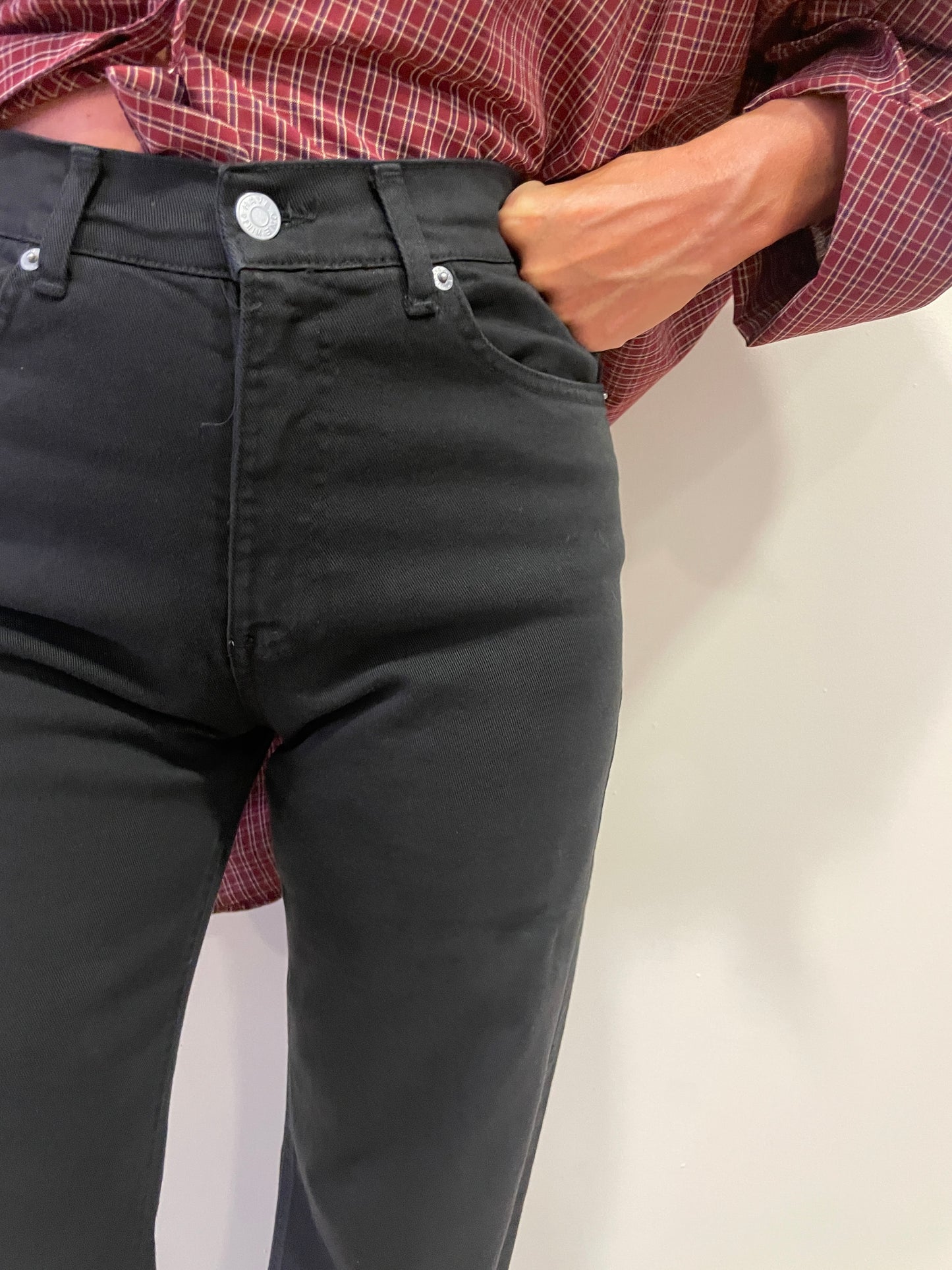 HAVEONE - Jeans London color nero a palazzo dritto