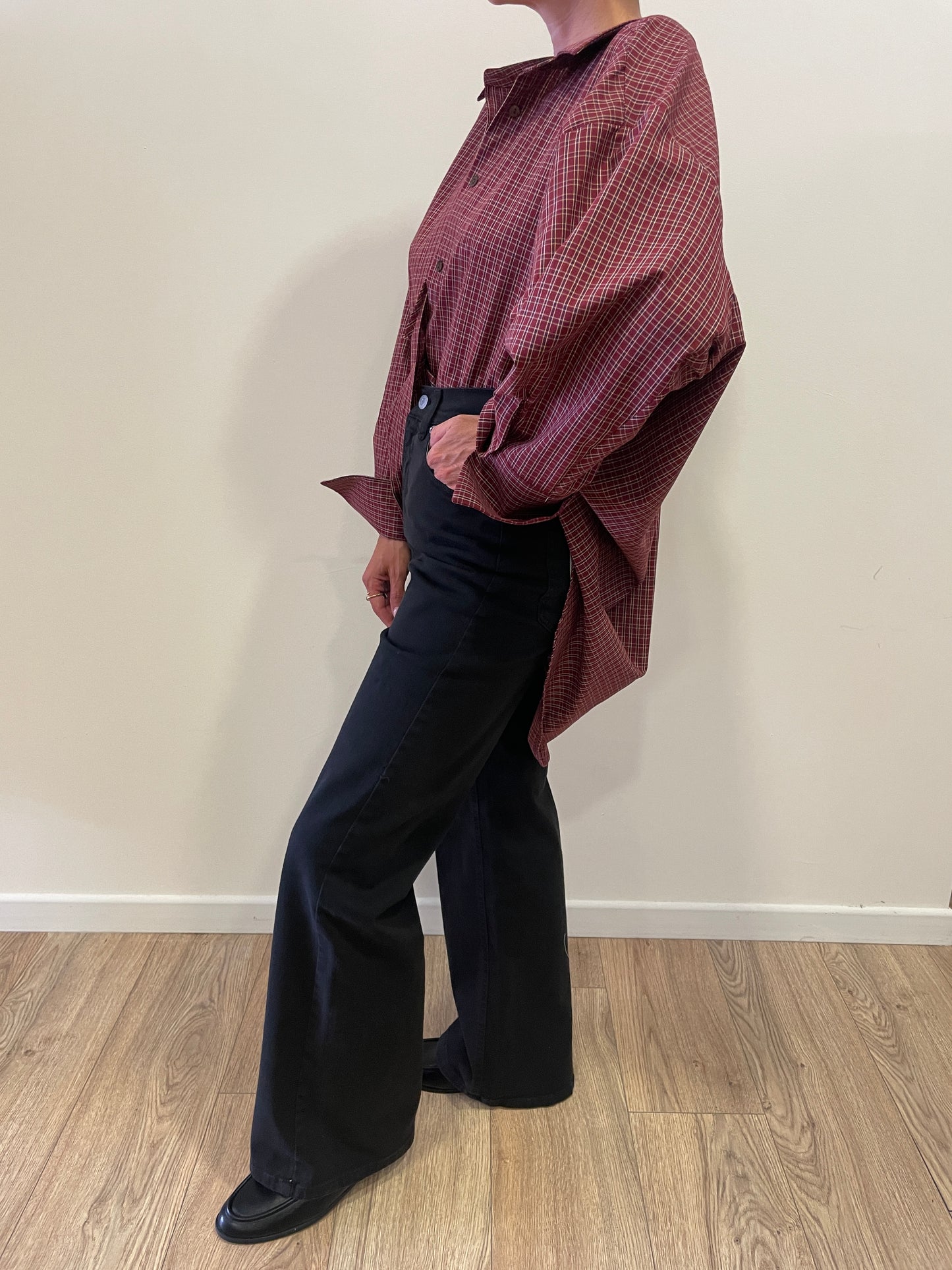 HAVEONE - Jeans London color nero a palazzo dritto