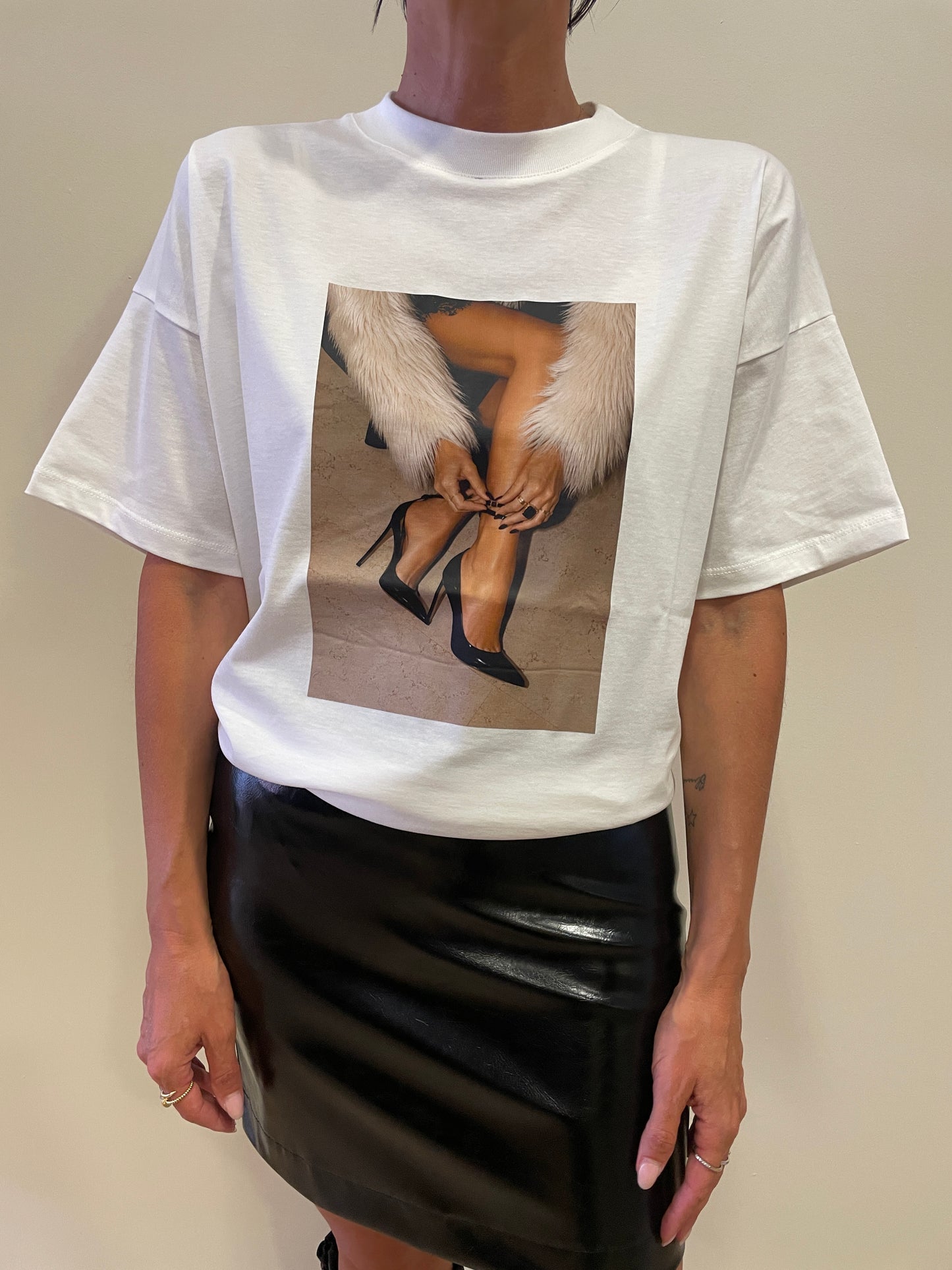VICOLO - T-shirt con stampa in cotone color bianco