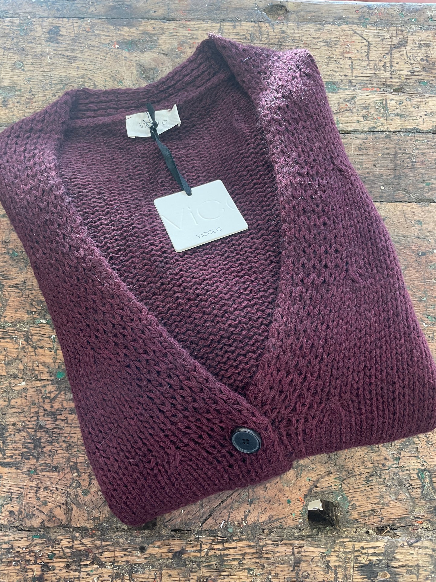 VICOLO - Cardigan con bottoni e tasche in misto lana, viscosa e alpaca - più colori