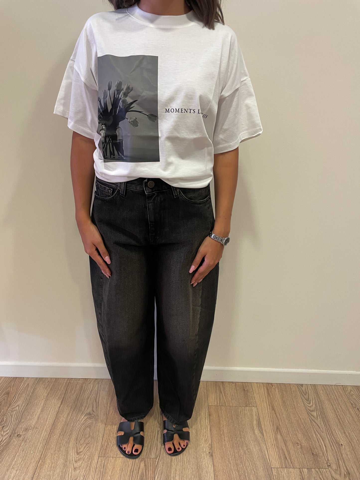 VICOLO - T-shirt over con stampa in cotone color bianco