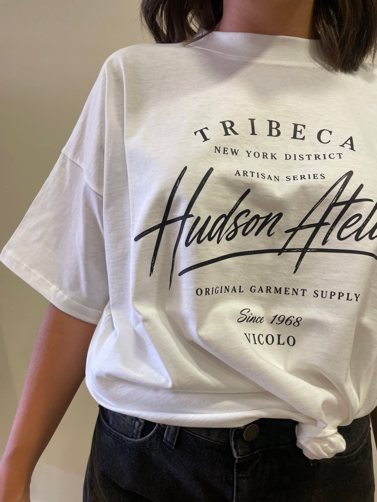 VICOLO - T-shirt over con stampa in cotone color bianco