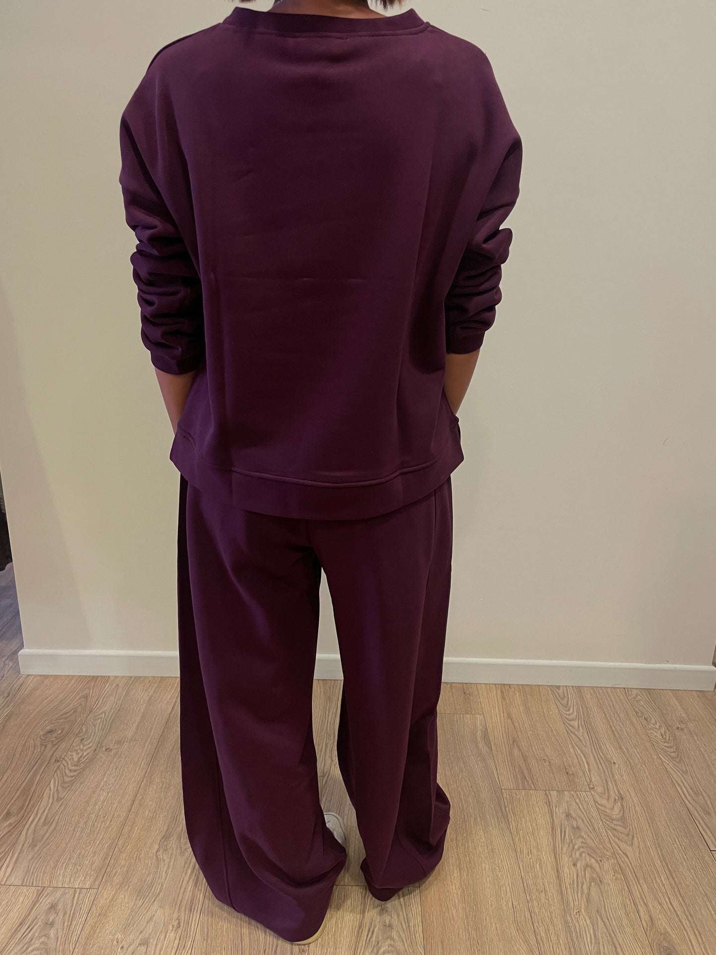SUSY MIX - Pantalone con elastico in misto cotone barrel fit color barolo