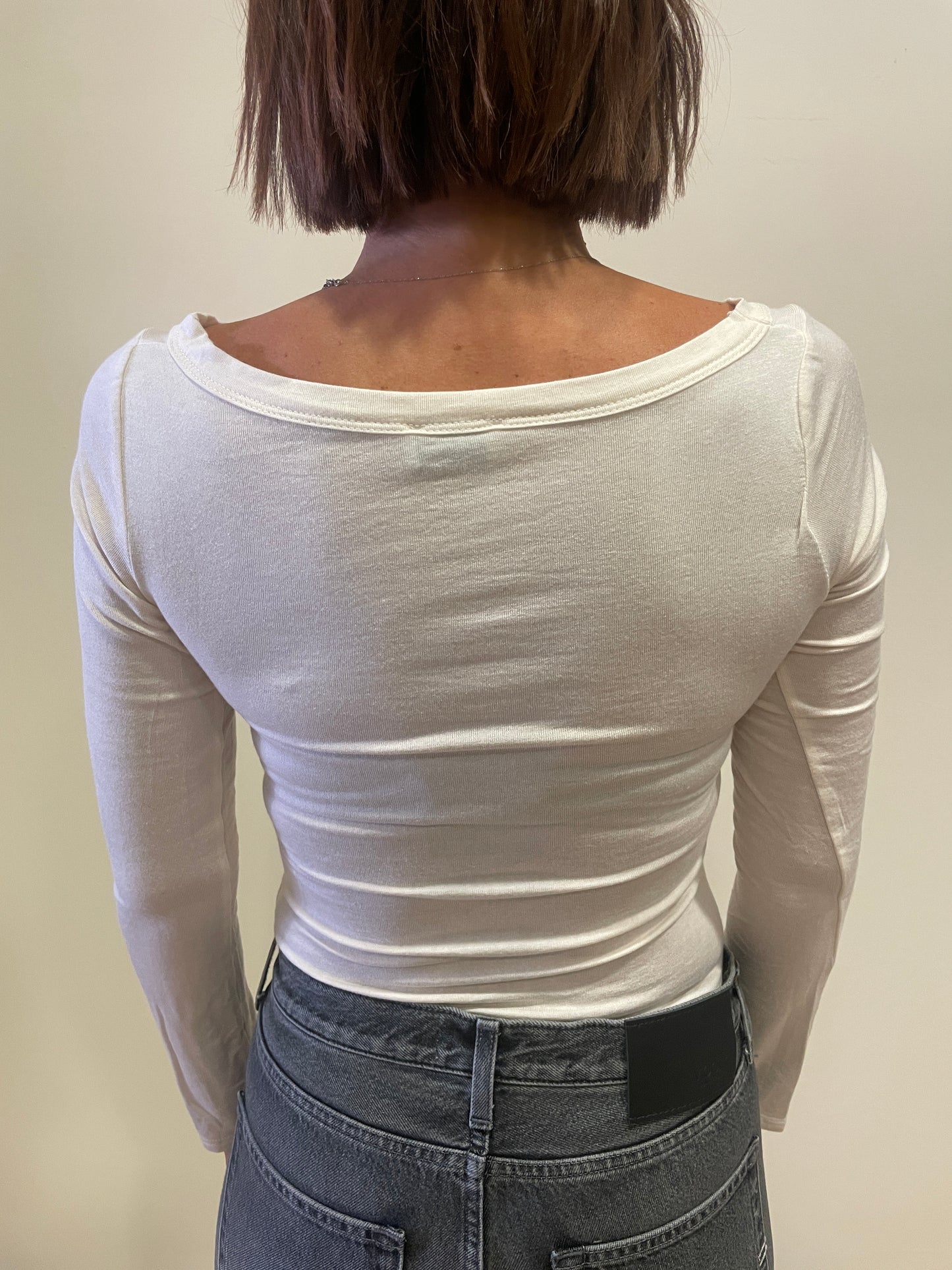 SUSY MIX - Body con scollo tondo a maniche lunghe color crema - più colori