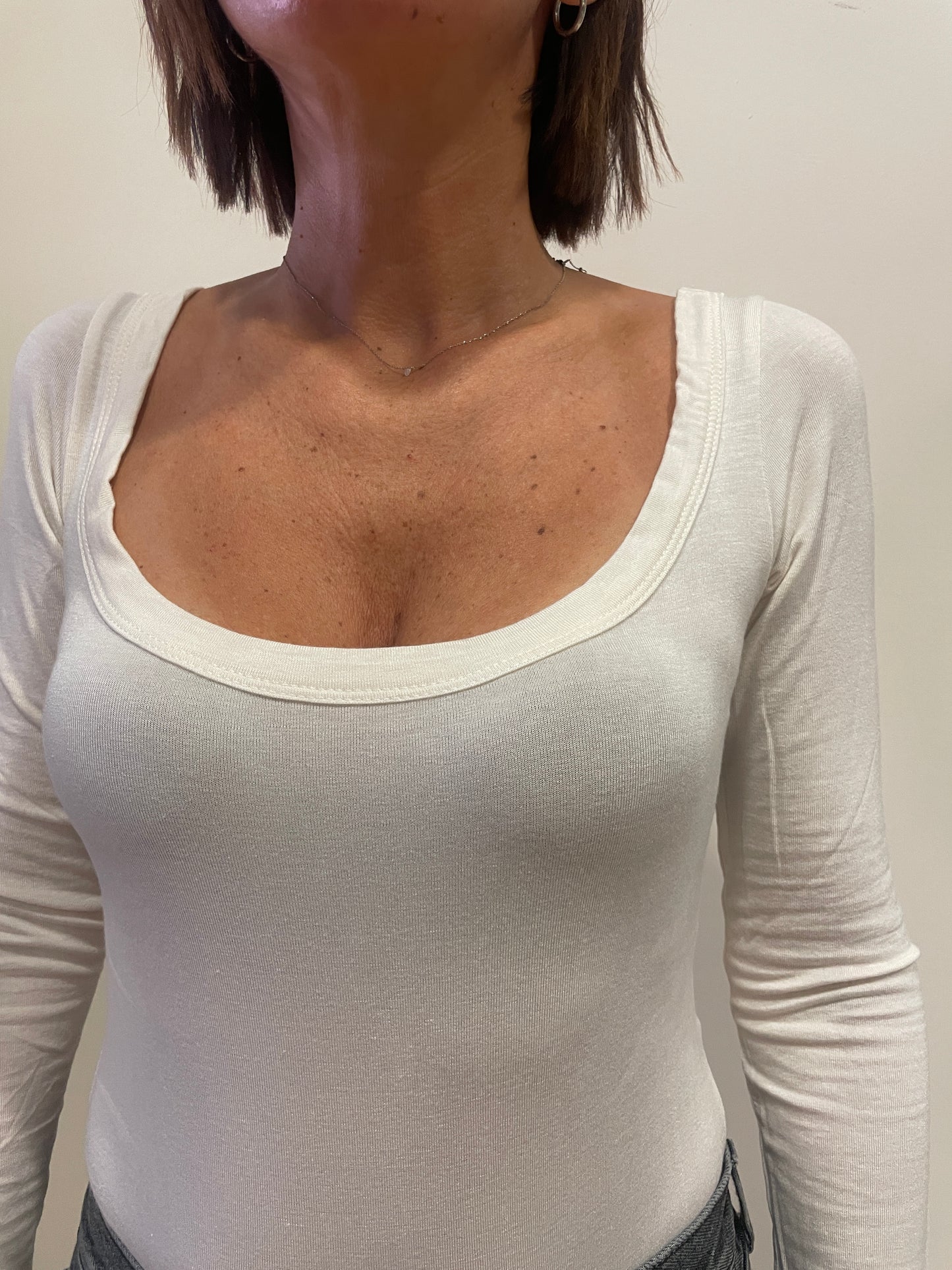 SUSY MIX - Body con scollo tondo a maniche lunghe color crema - più colori