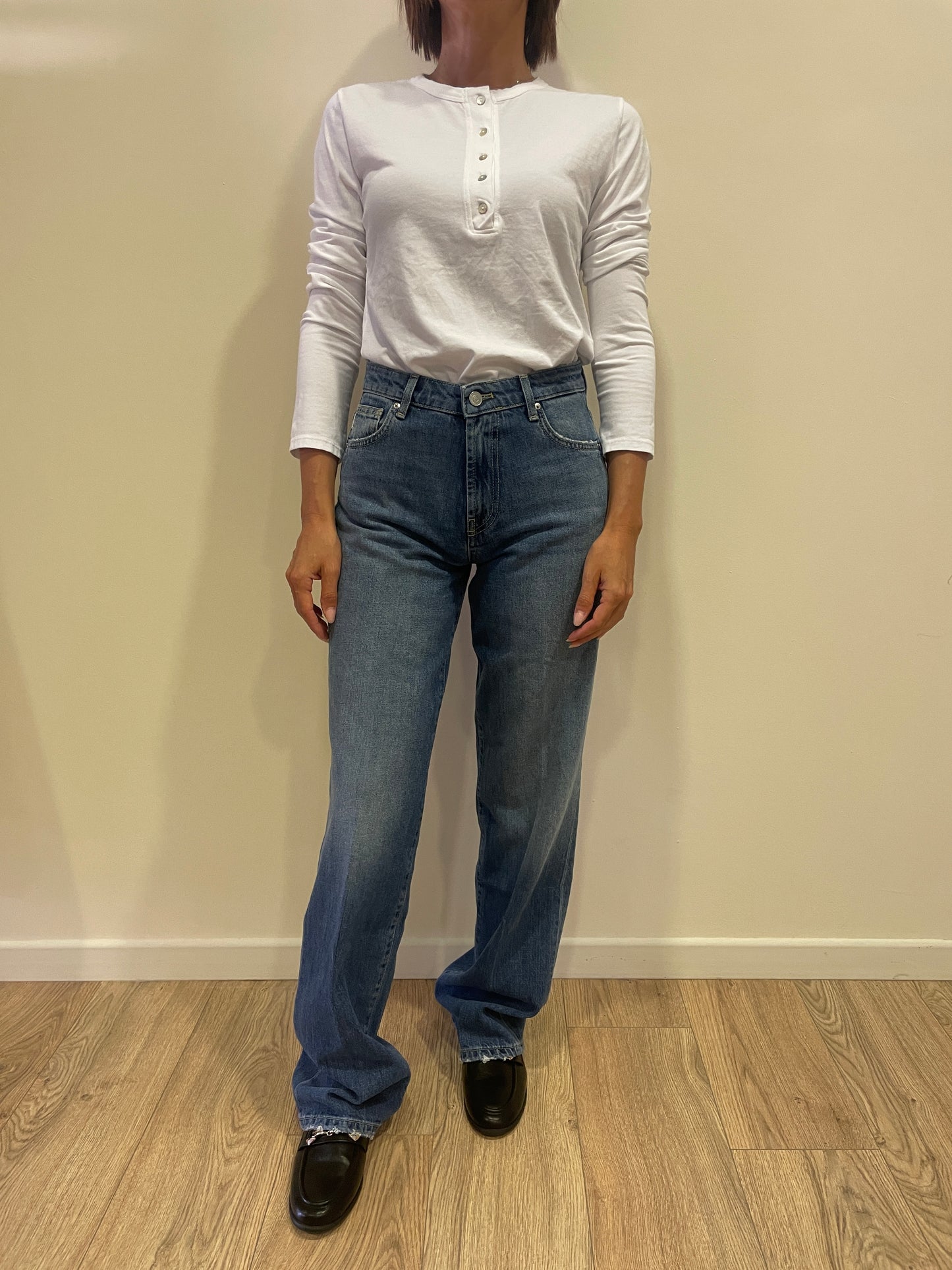 VICOLO - Jeans Alex a vita media a palazzo dritto color denim