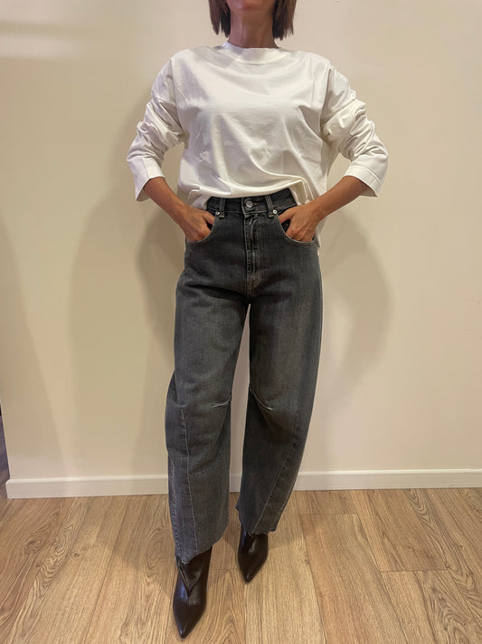 HAVEONE - Jeans Barbara baggy fit con cuciture in nero fumo