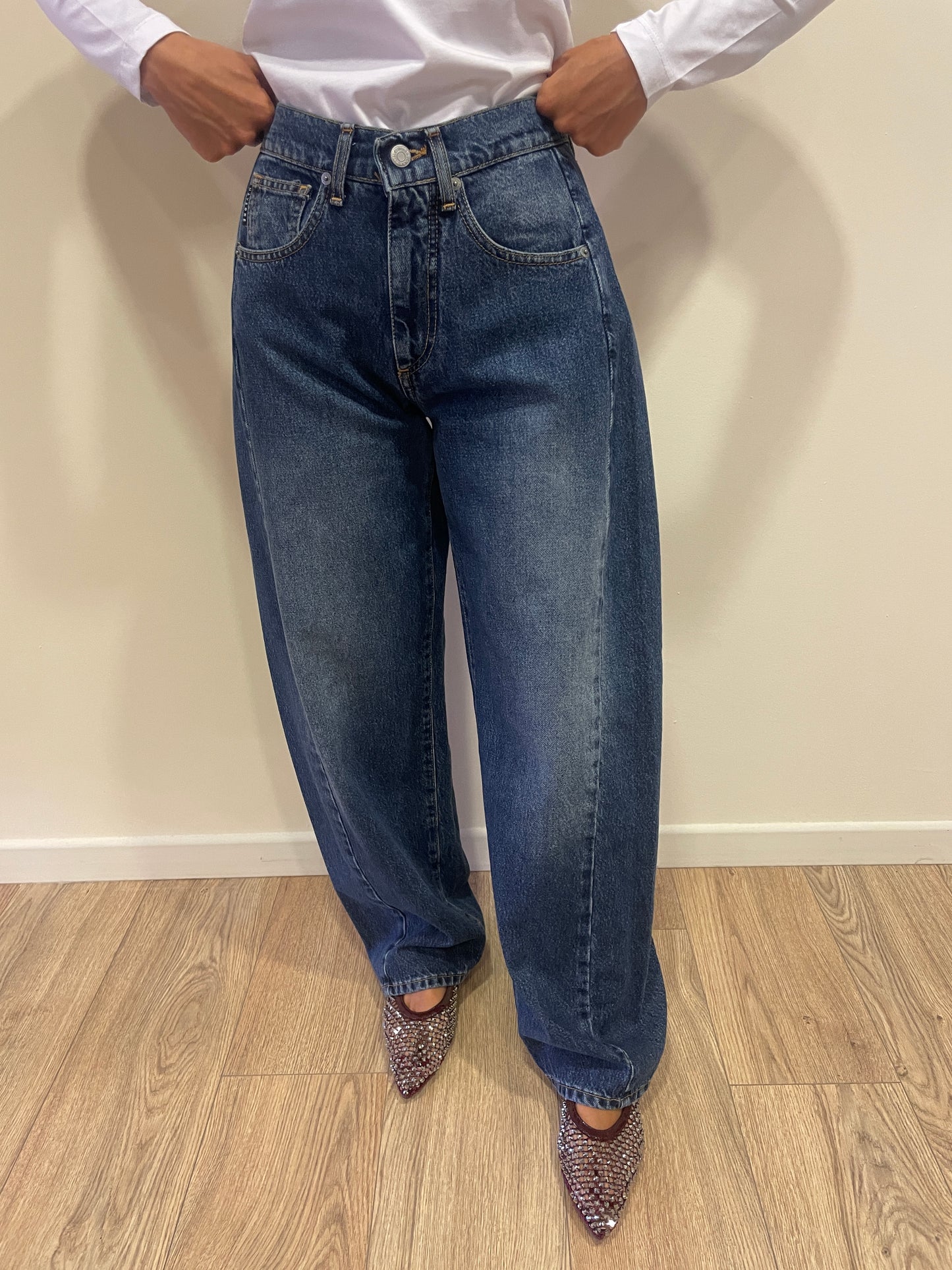 HAVEONE - Jeans Lucy barrel fit con cuciture laterali color denim