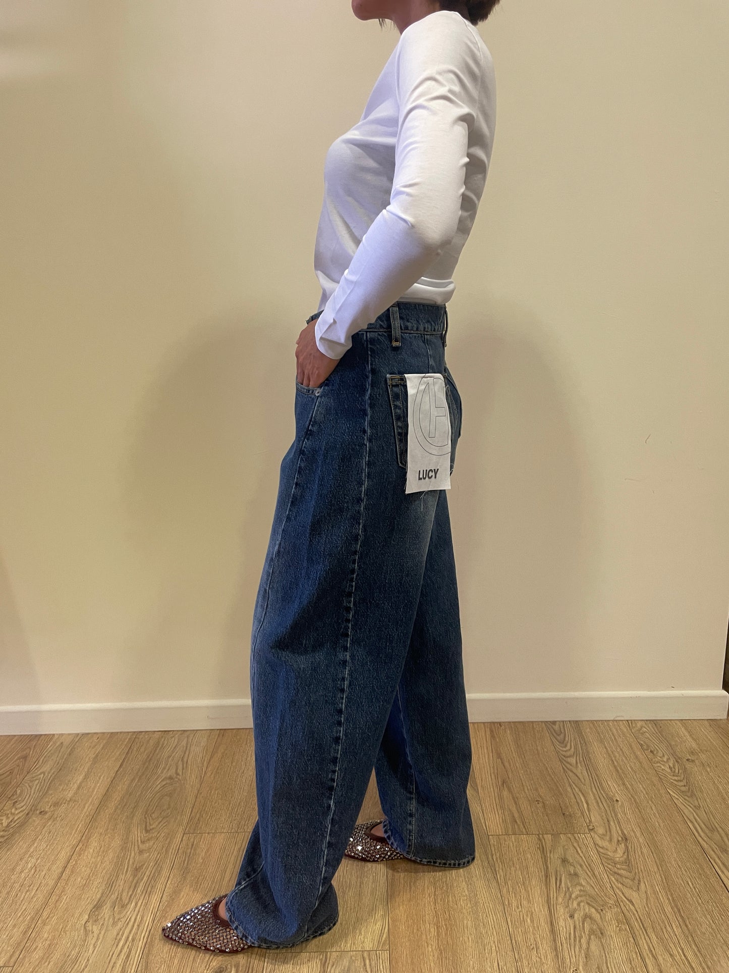 HAVEONE - Jeans Lucy barrel fit con cuciture laterali color denim