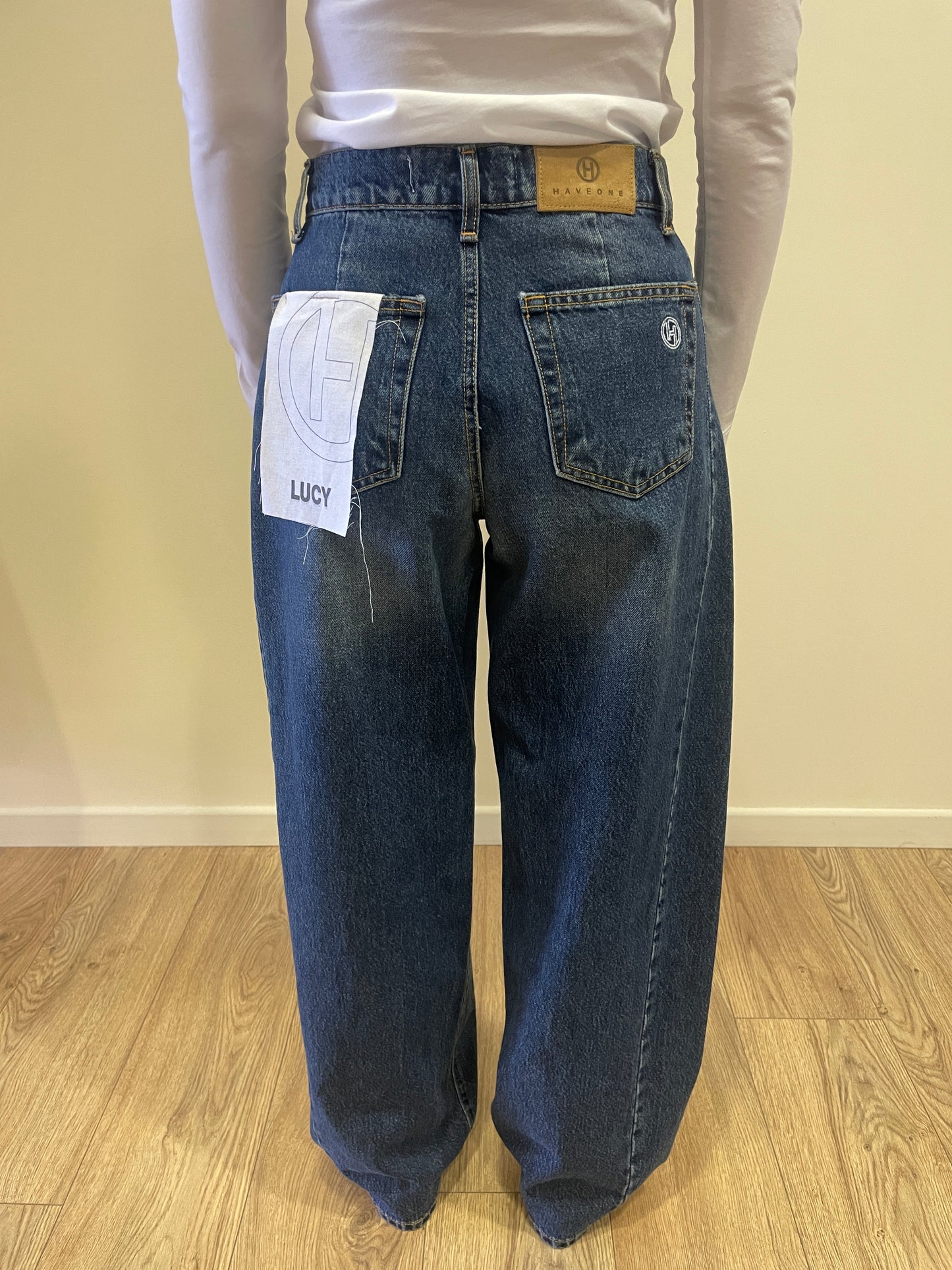 HAVEONE - Jeans Lucy barrel fit con cuciture laterali color denim