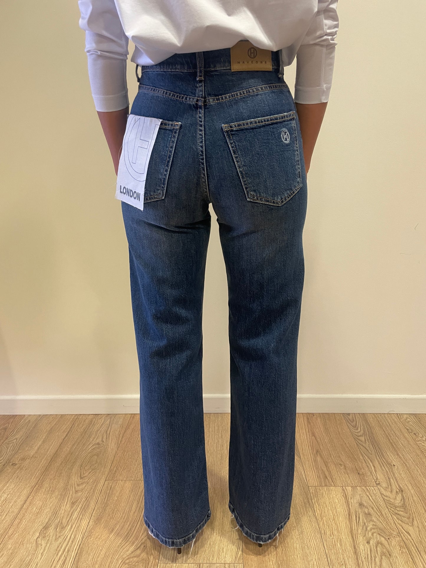 HAVEONE - Jeans London color denim a palazzo dritto