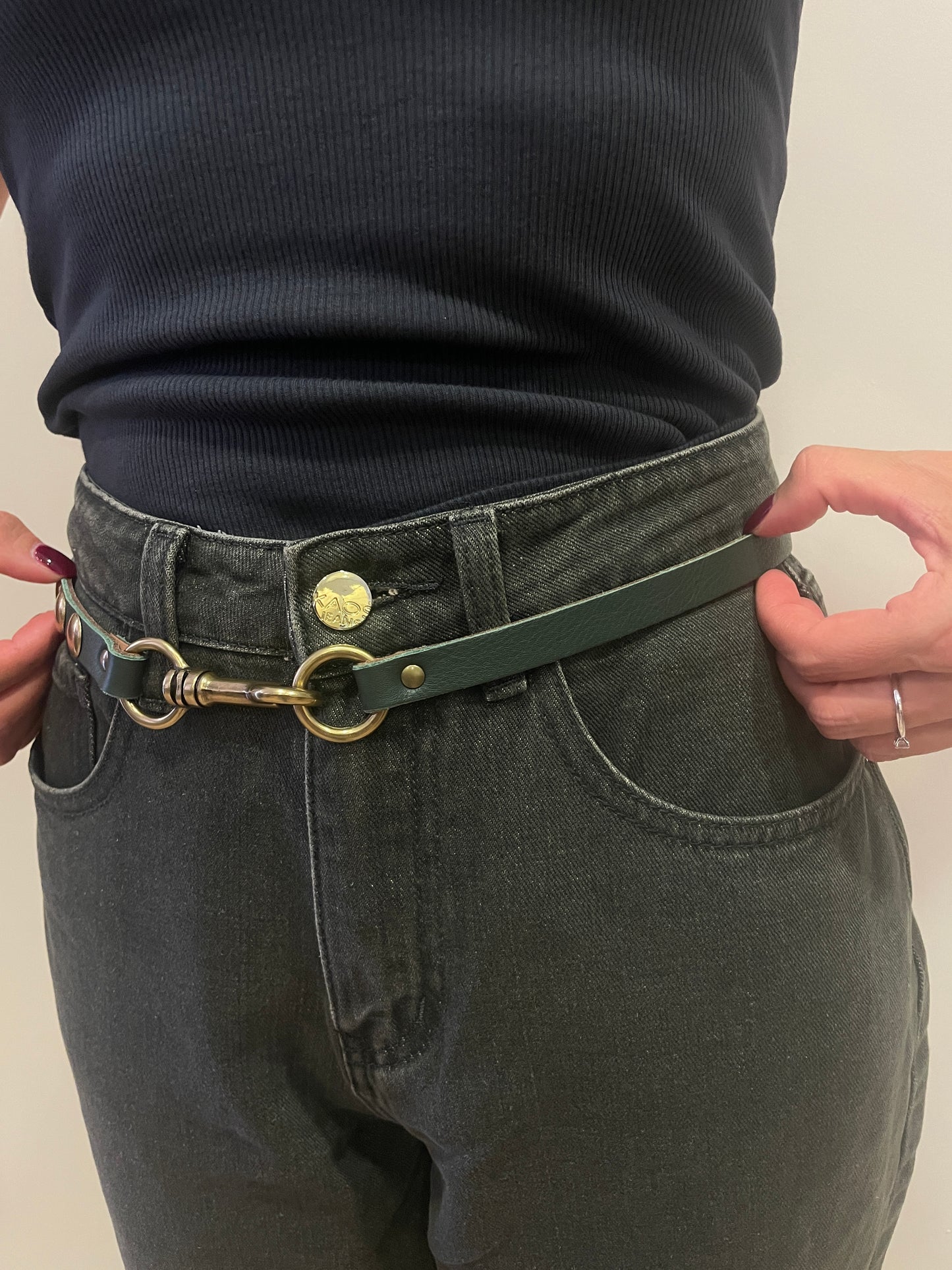 KAOS - Jeans baloon in cotone color verde bosco