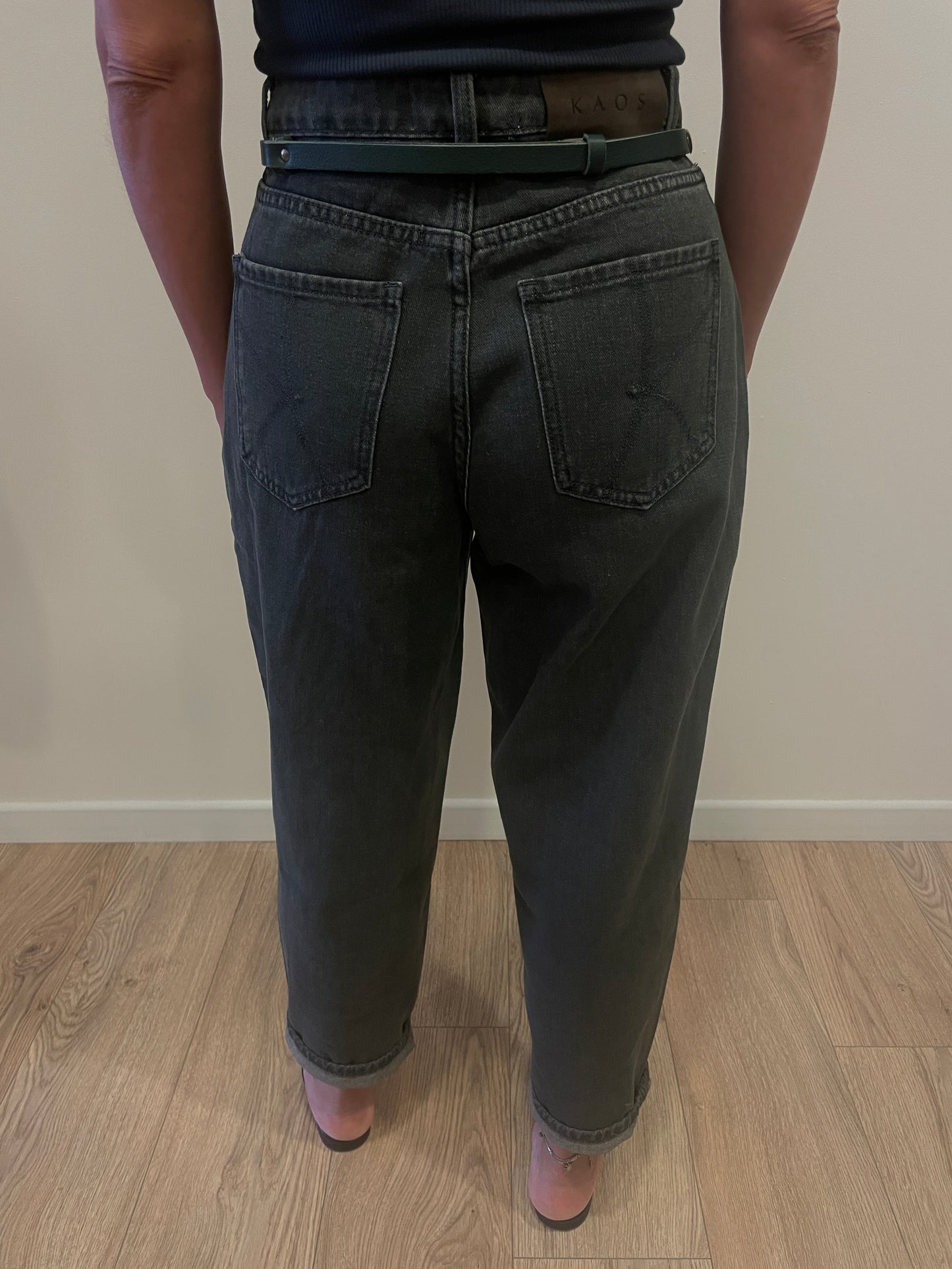 KAOS - Jeans baloon in cotone color verde bosco