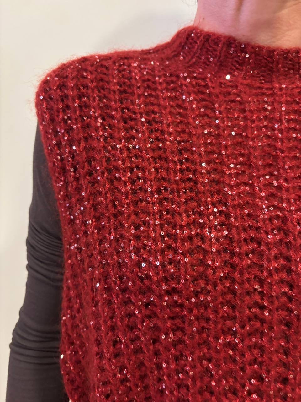 SOUVENIR - Gilet in maglia con micro lucette color ruggine