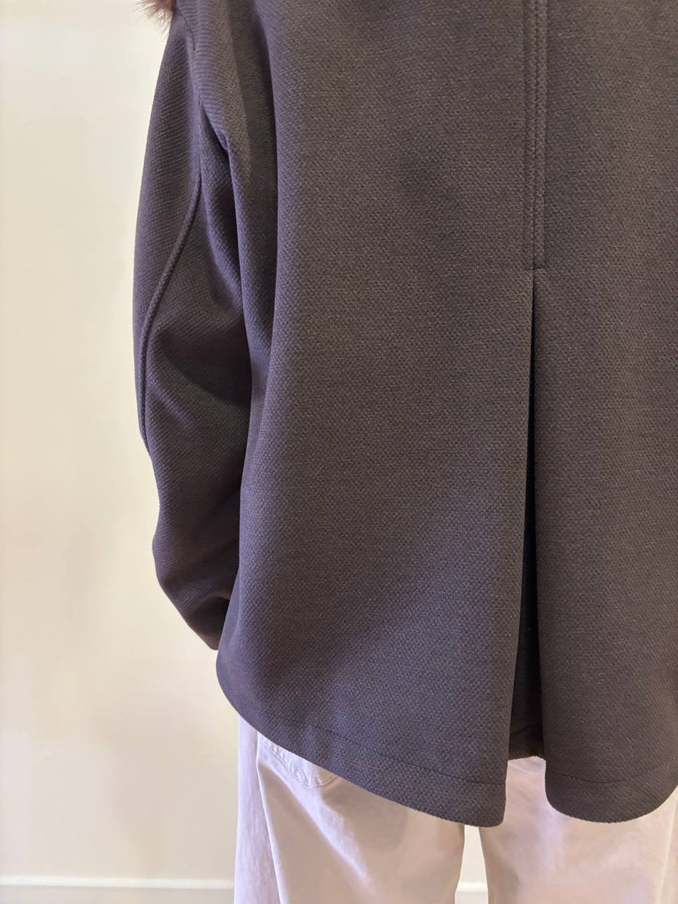 KAOS - Bomber color moro con pelliccia e colletto con chiusura con zip