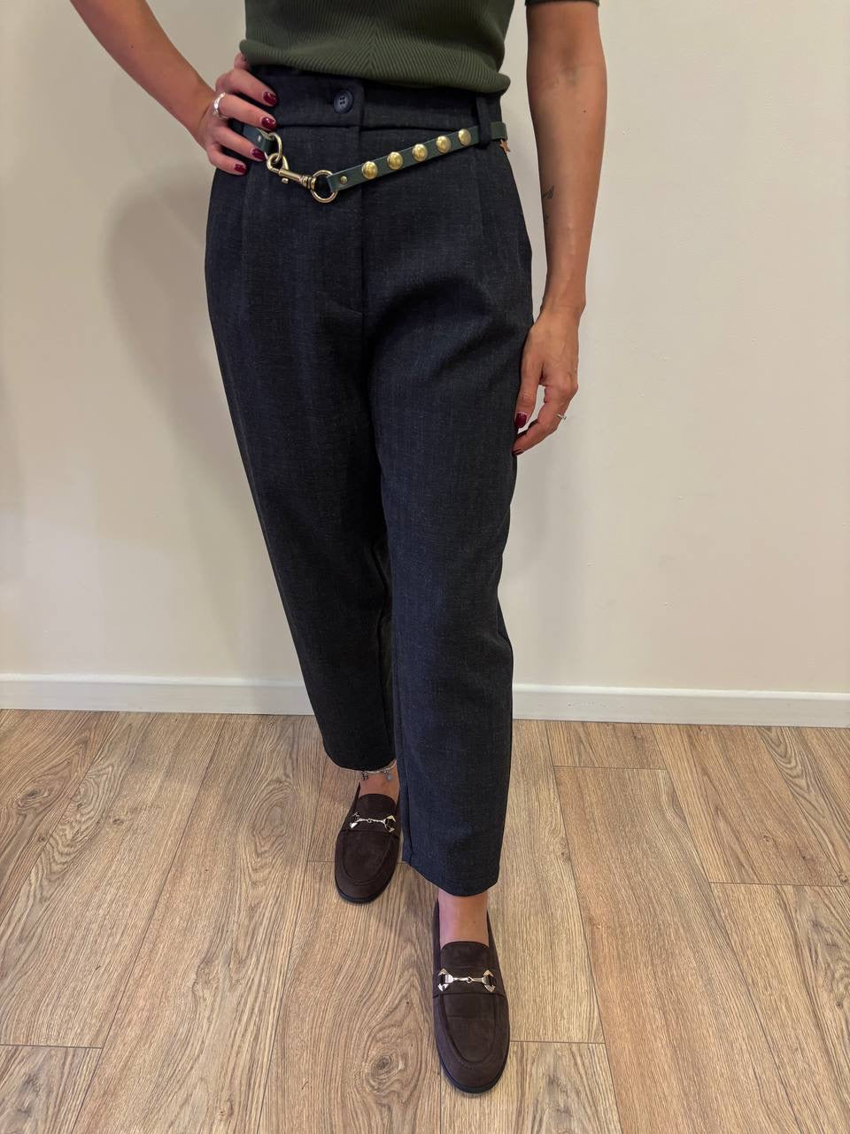 SOUVENIR - Pantalone grigio fumo baggy fit con pinces