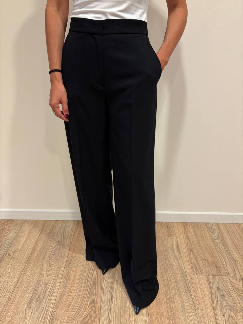 KAOS - Pantalone a palazzo dritto color nero