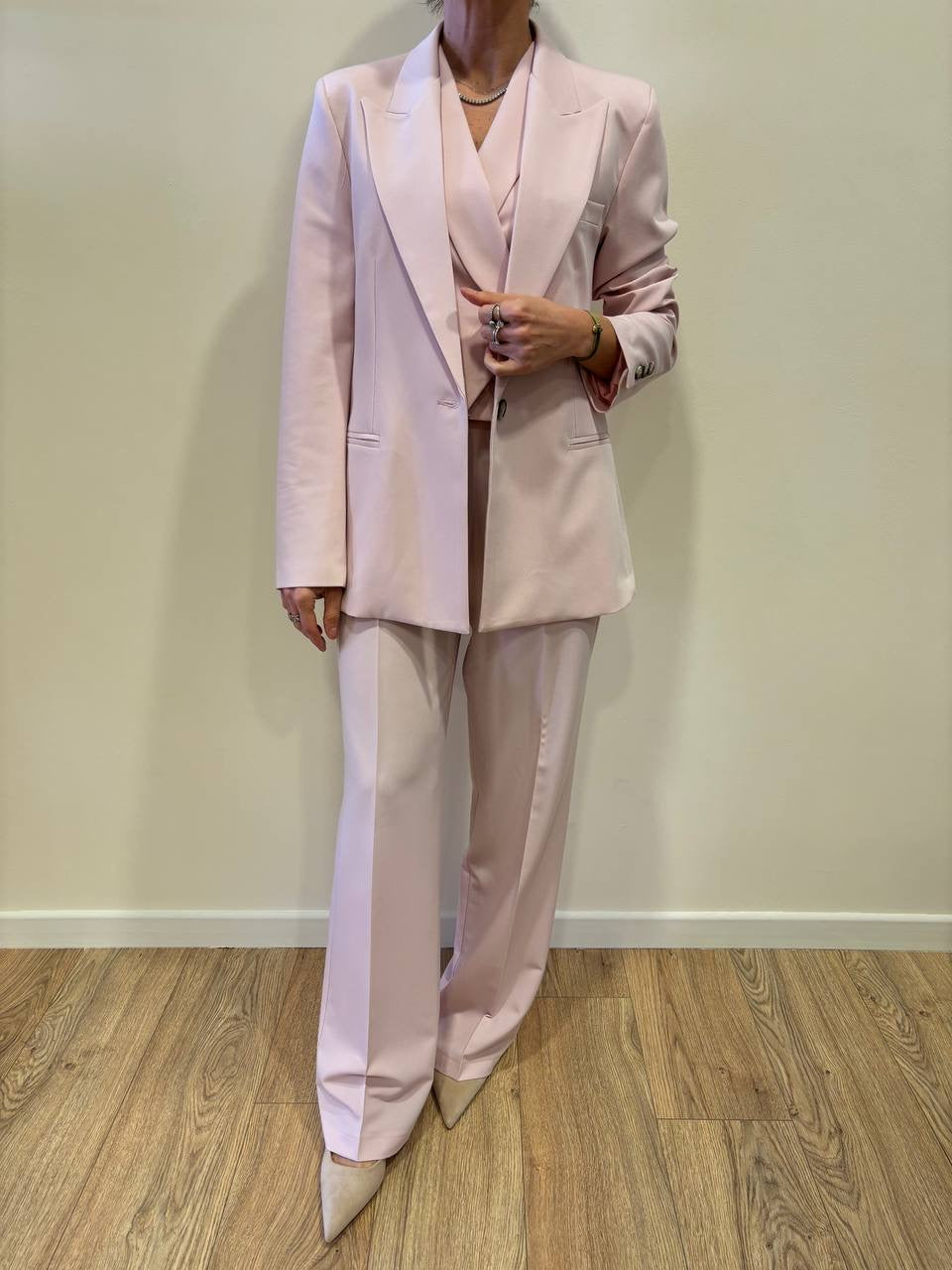 VICOLO - Pantalone a palazzo dritto rosa pastello