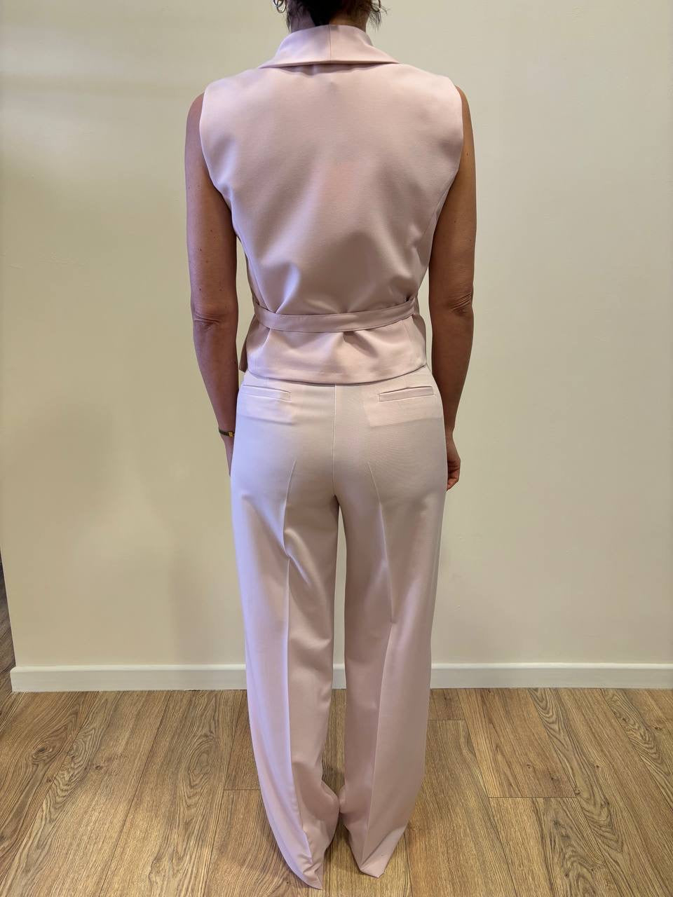 VICOLO - Pantalone a palazzo dritto rosa pastello