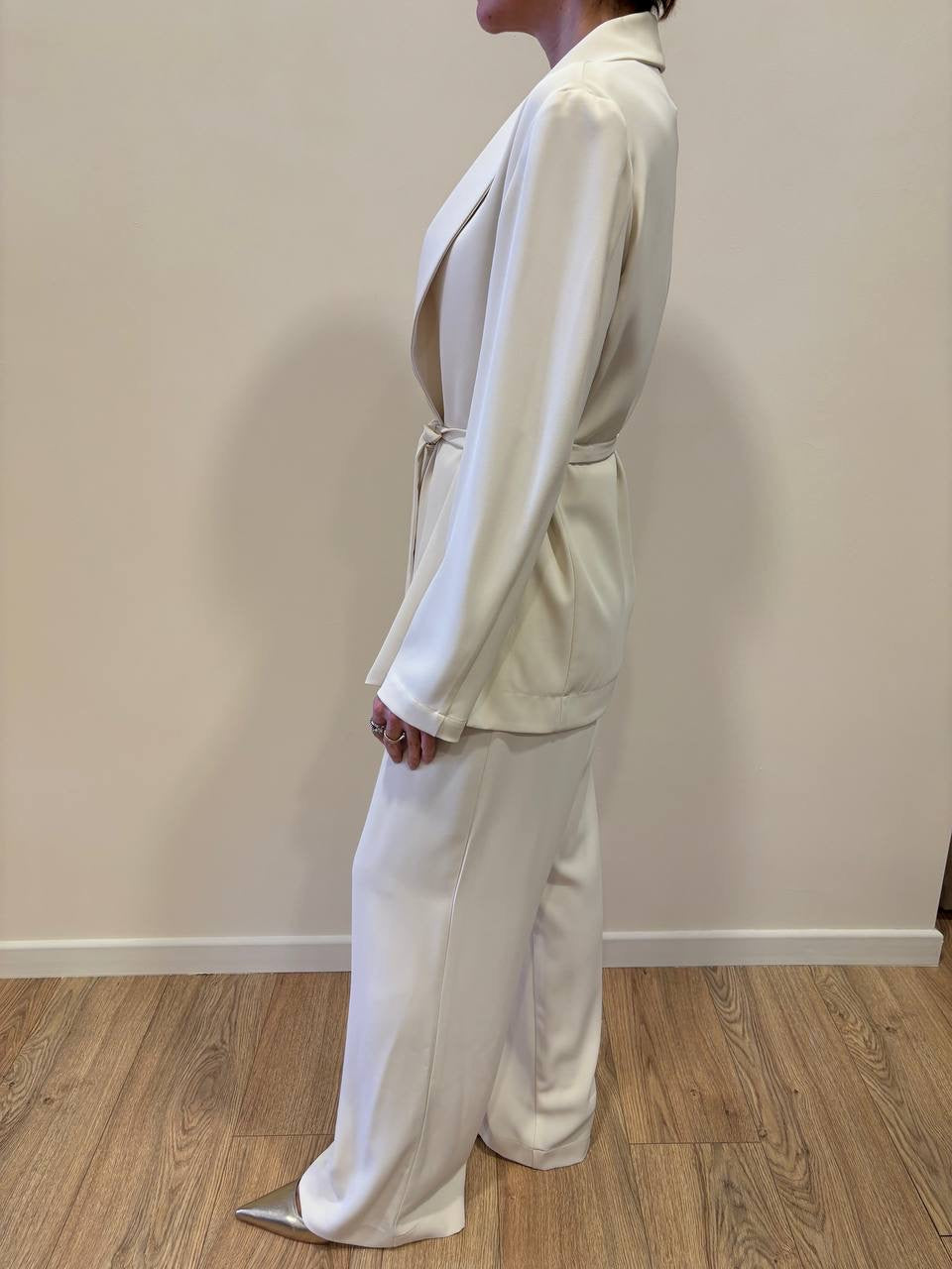 MEME ROAD - Pantalone a palazzo panna con pinces