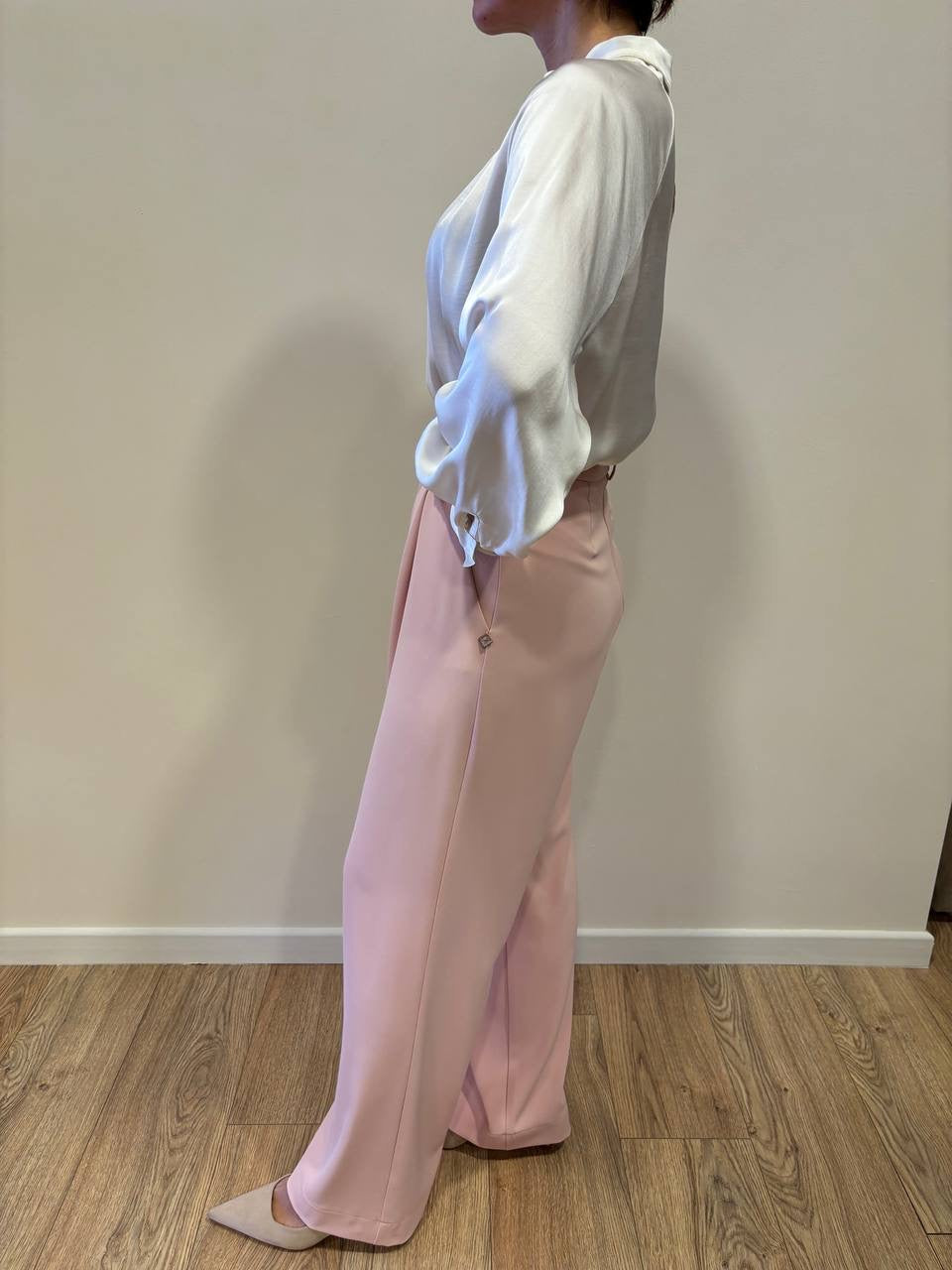 HAVEONE - Camicia in viscosa burro con colletto incrociato