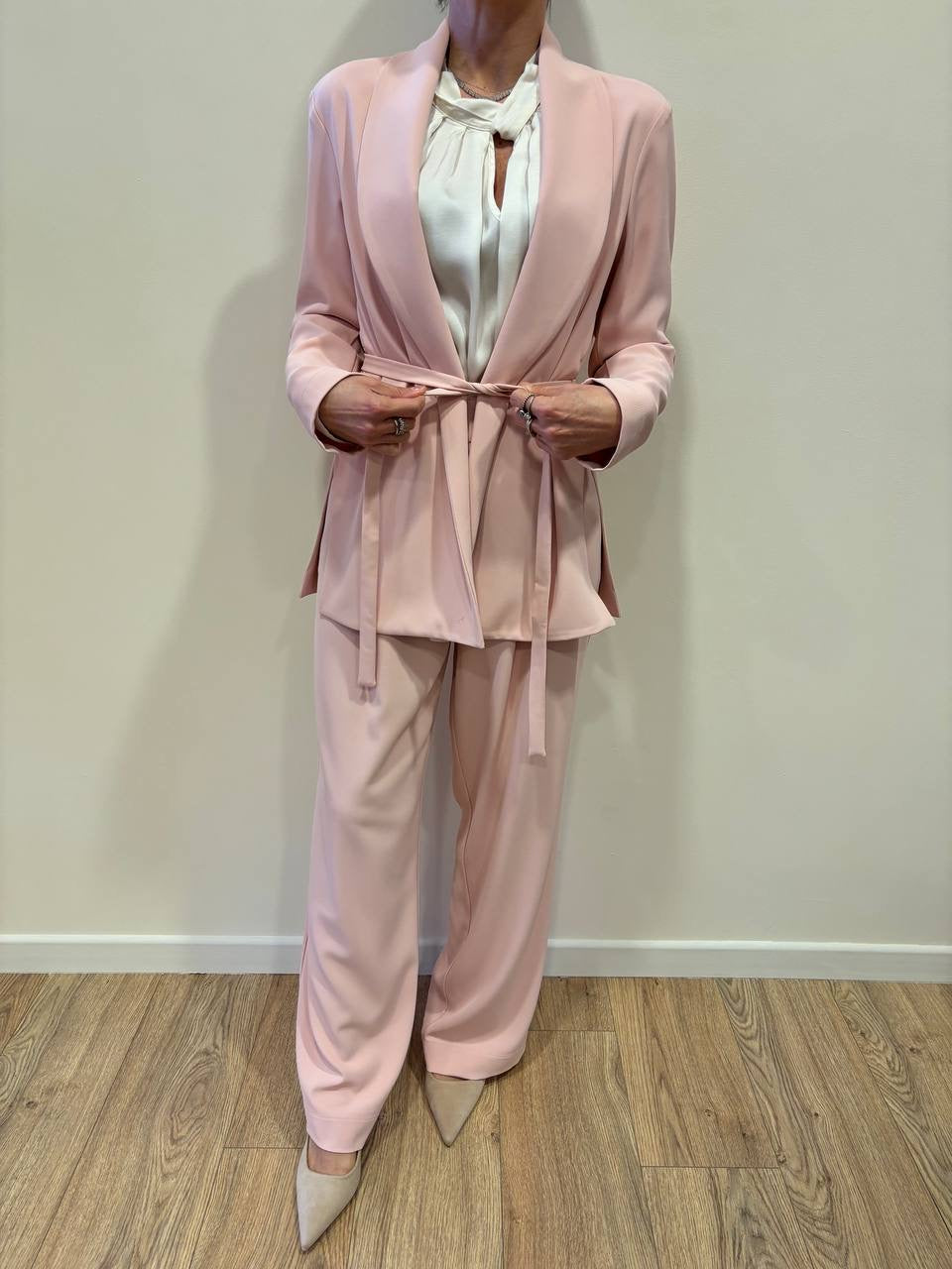 MEME ROAD - Pantalone a palazzo color baby con pinces