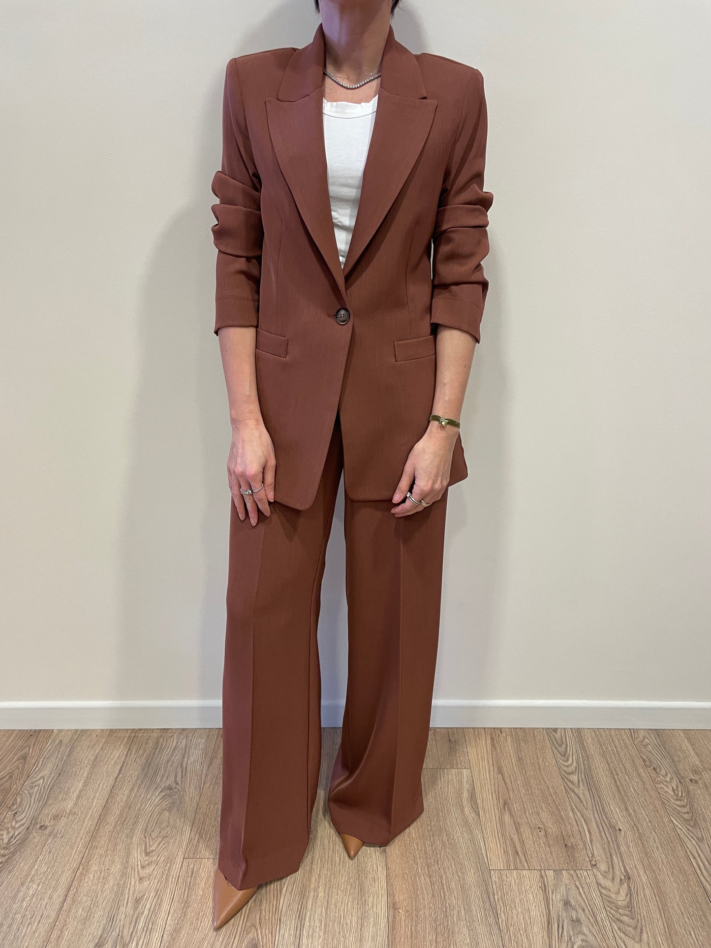 GOLD - Pantalone Veronica a palazzo dritto color aragosta