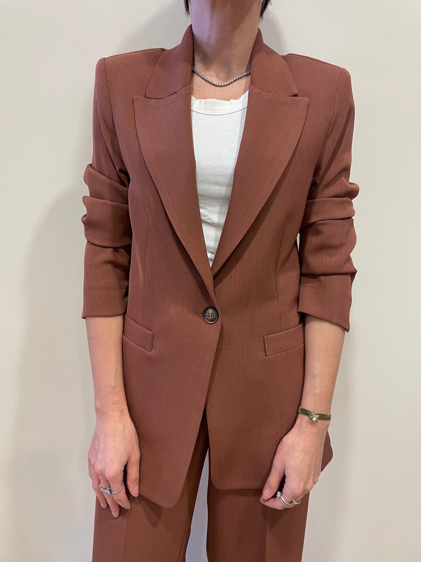 GOLD - Giacca Lidia a un bottone con lancia pronunciata color aragosta