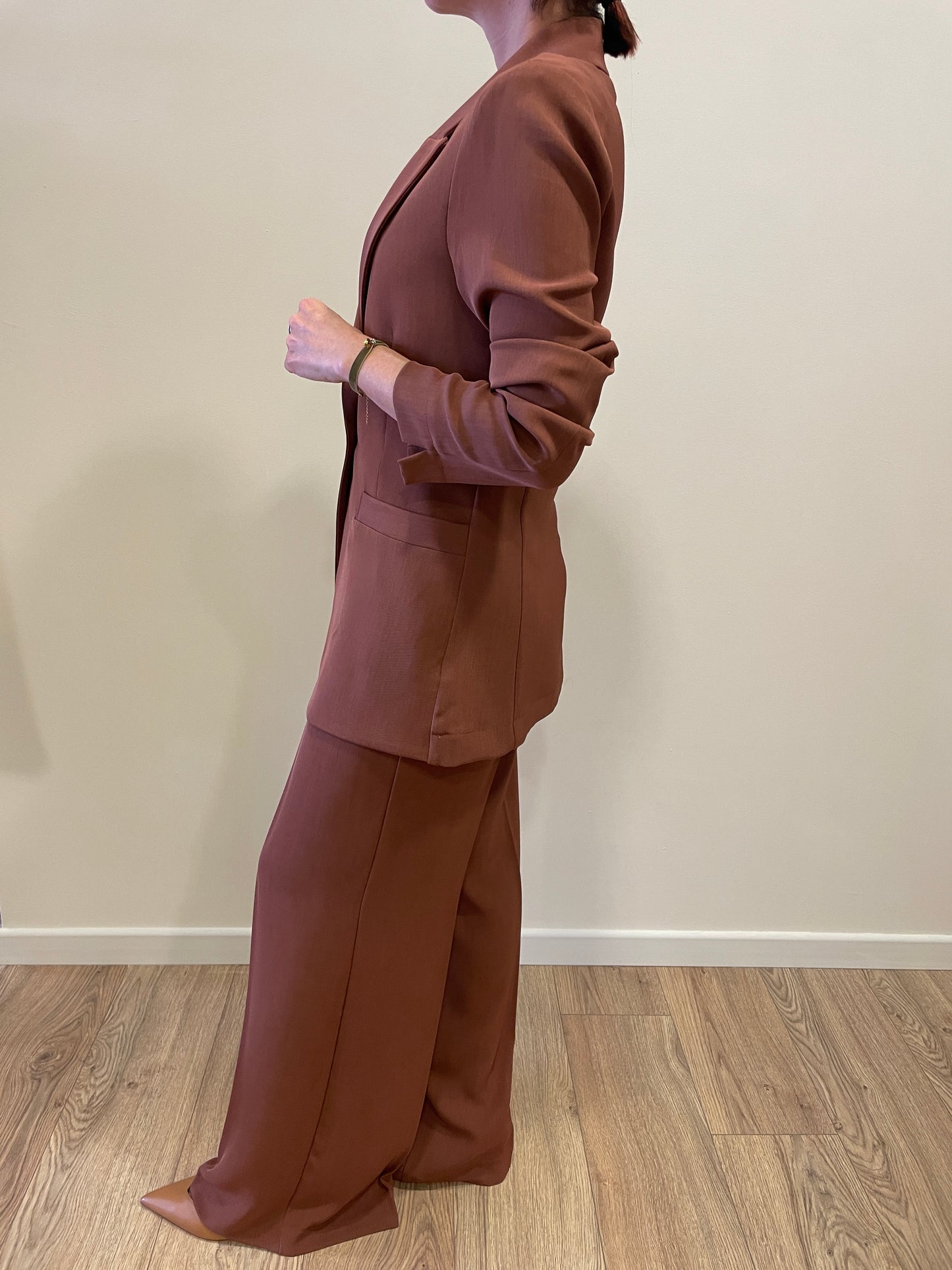 GOLD - Pantalone Veronica a palazzo dritto color aragosta