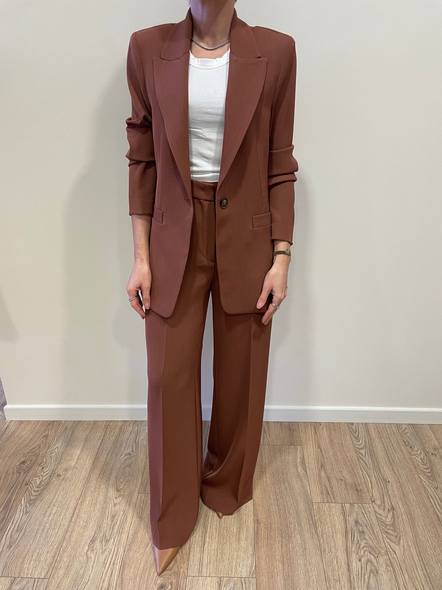 GOLD - Pantalone Veronica a palazzo dritto color aragosta