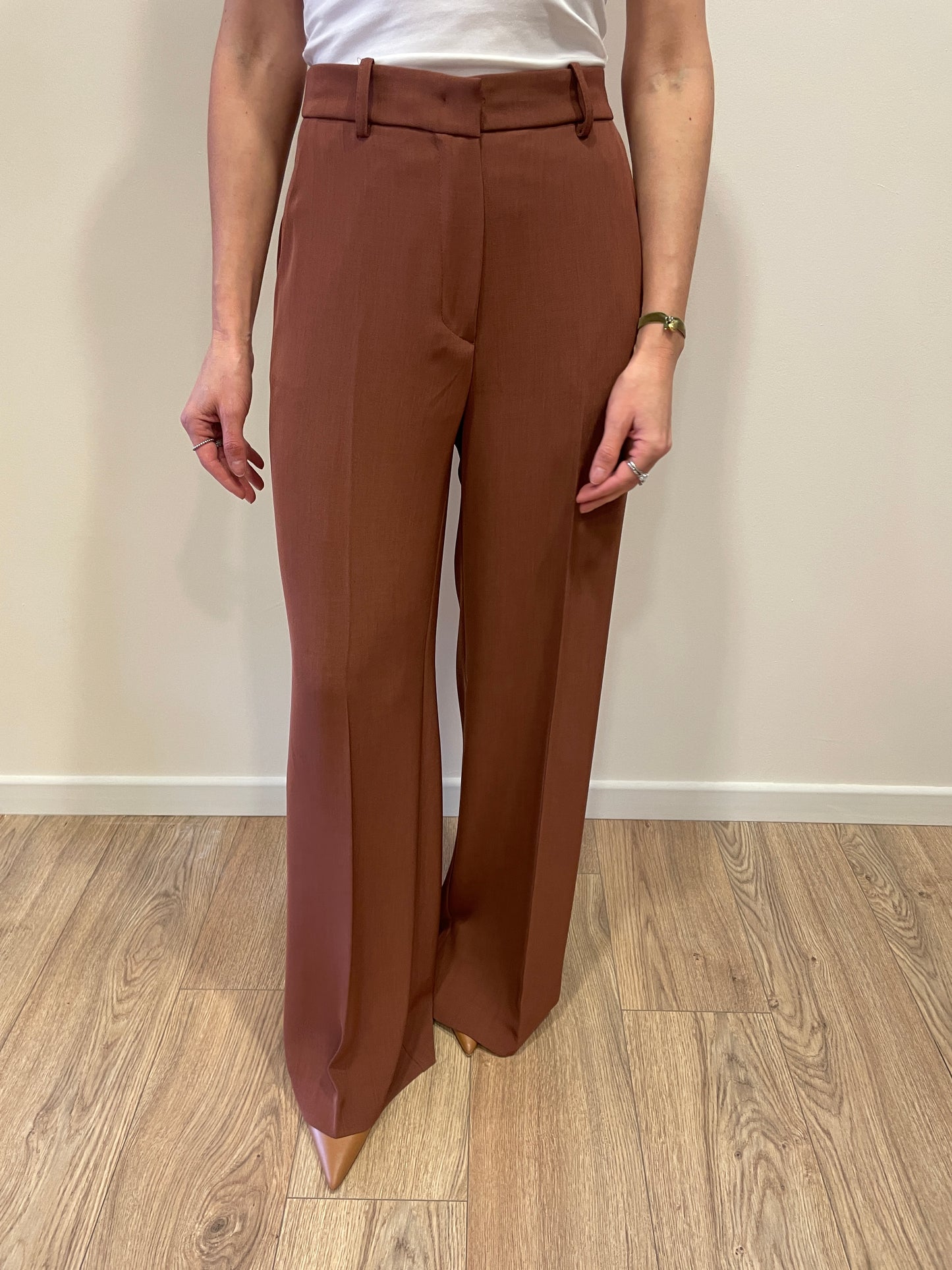 GOLD - Pantalone Veronica a palazzo dritto color aragosta