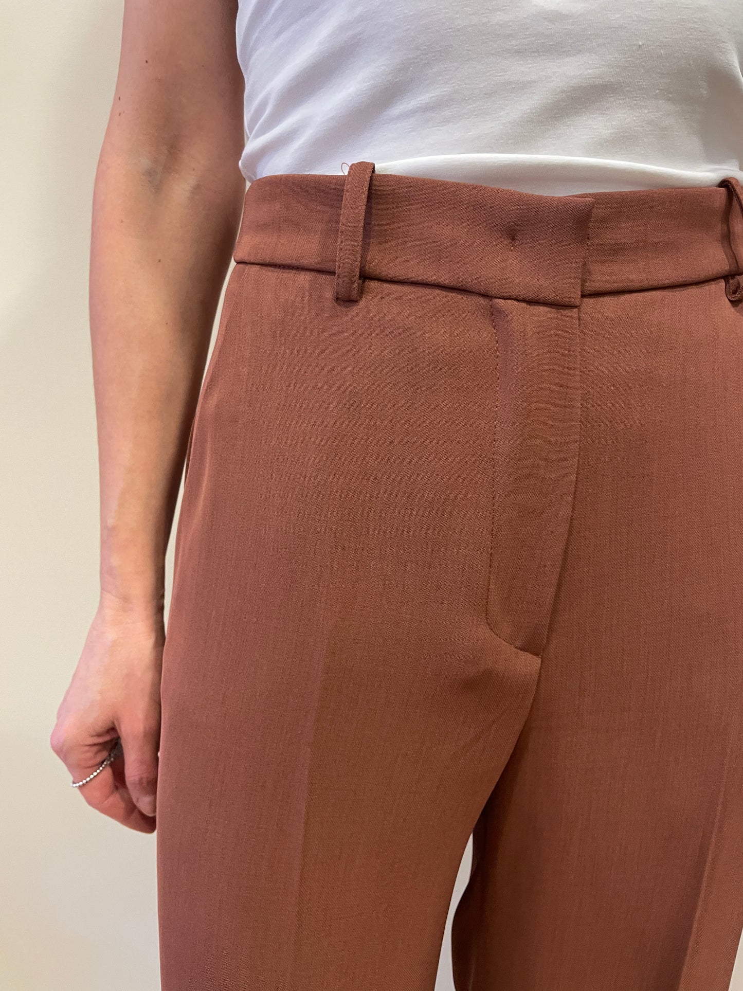 GOLD - Pantalone Veronica a palazzo dritto color aragosta