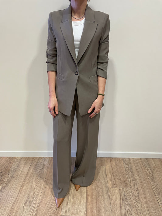 GOLD - Pantalone Veronica a palazzo dritto color fango