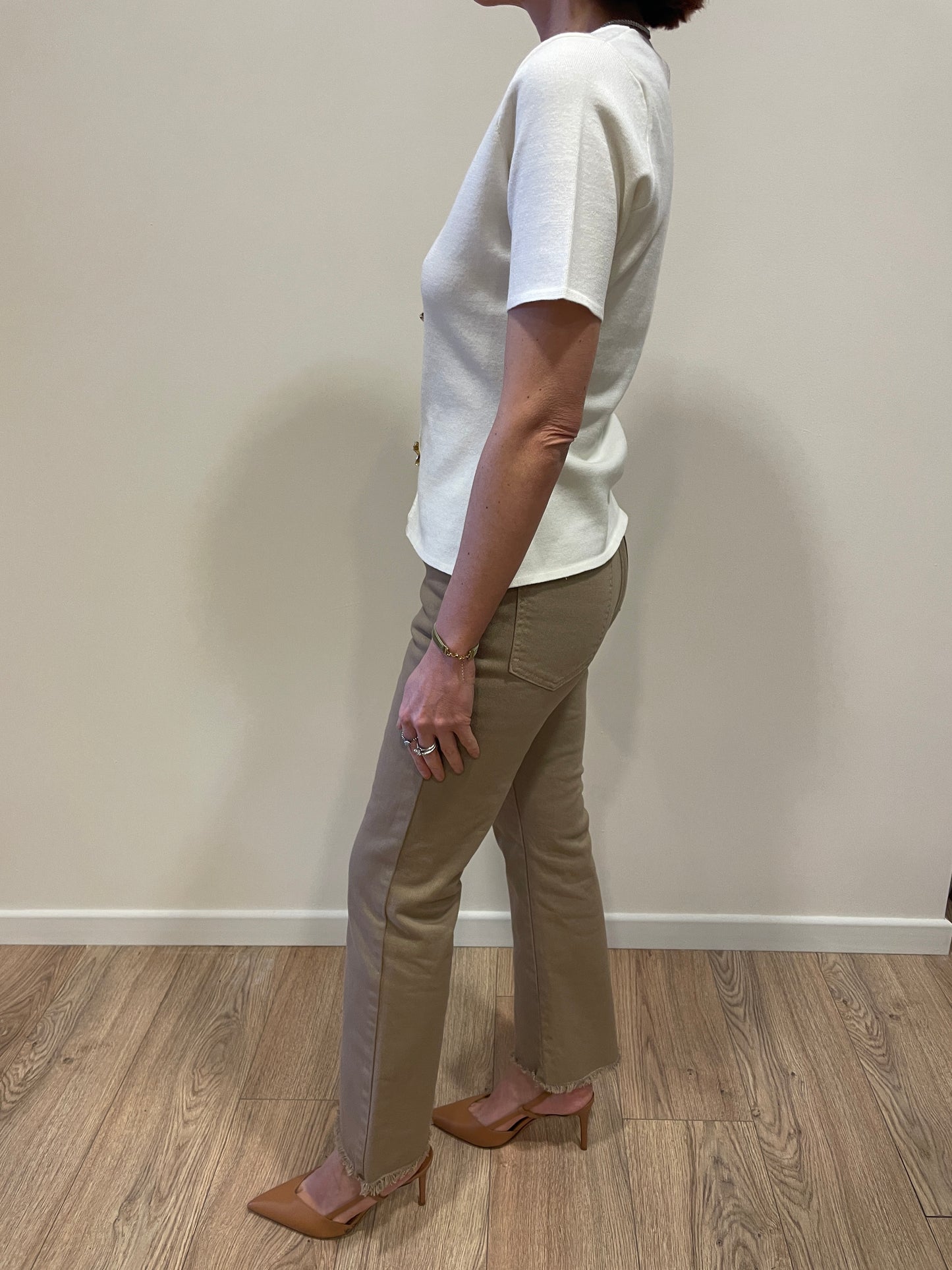 KONTATTO - Cardigan in misto viscosa a mezza manica con dettaglio bottoni a gioiello