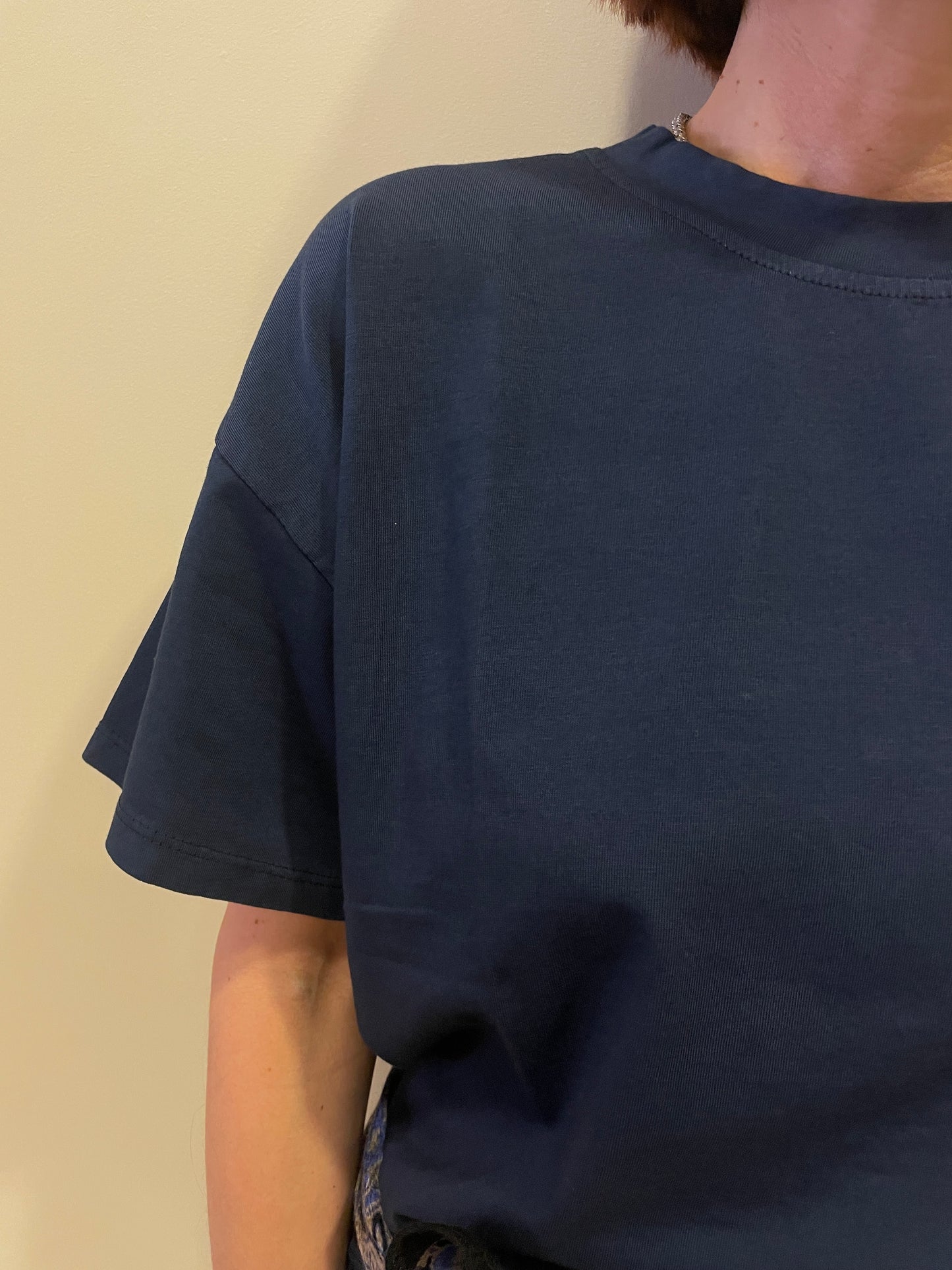 HAVEONE - T-shirt in cotone a scatoletta blu