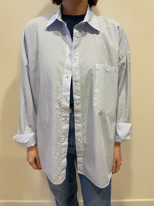 SOUVENIR - Camicia in cotone azzurra over con tasca frontale