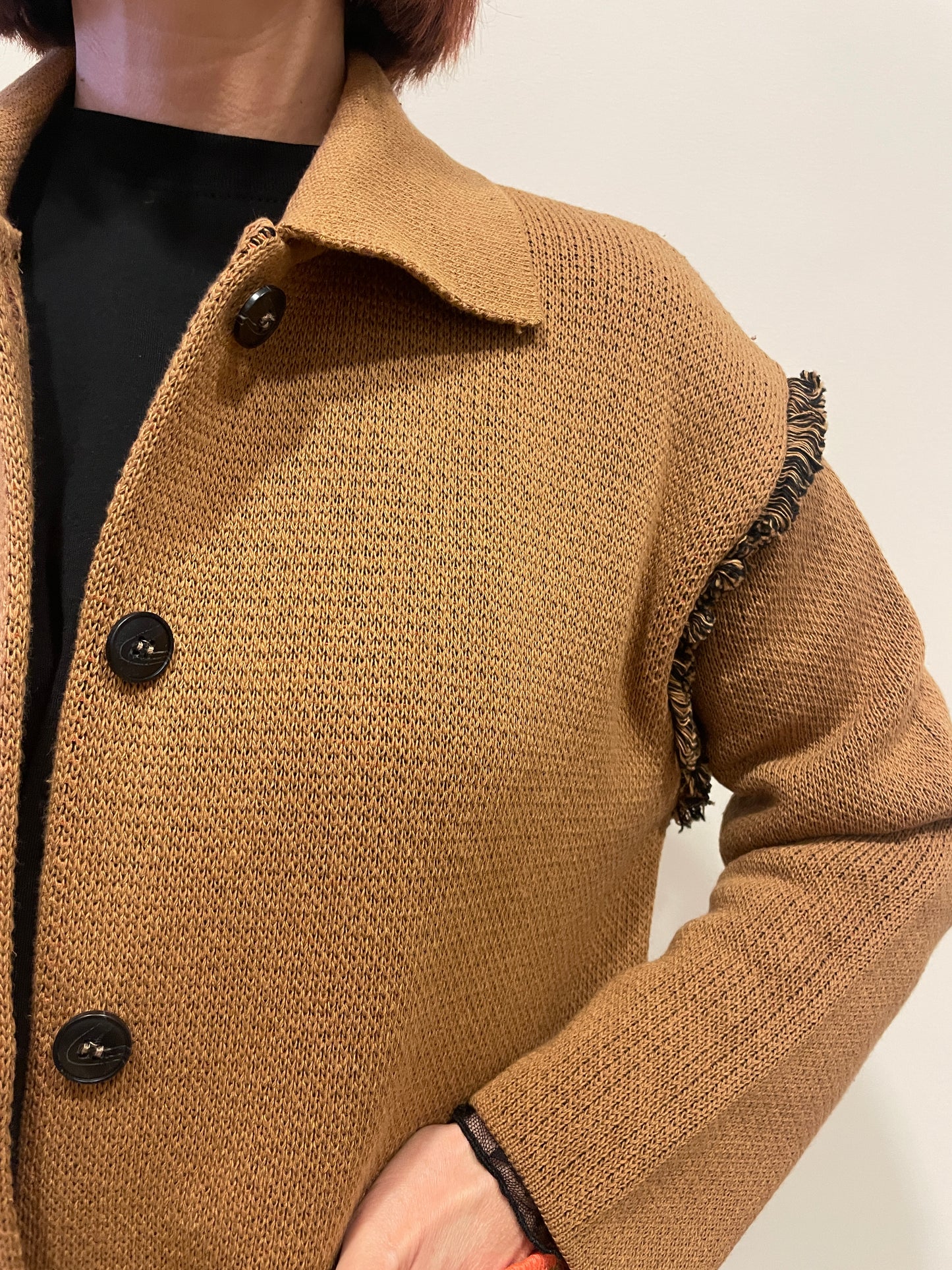 HAVEONE - Cardigan/giacchino biscotto con colletto e bottoni