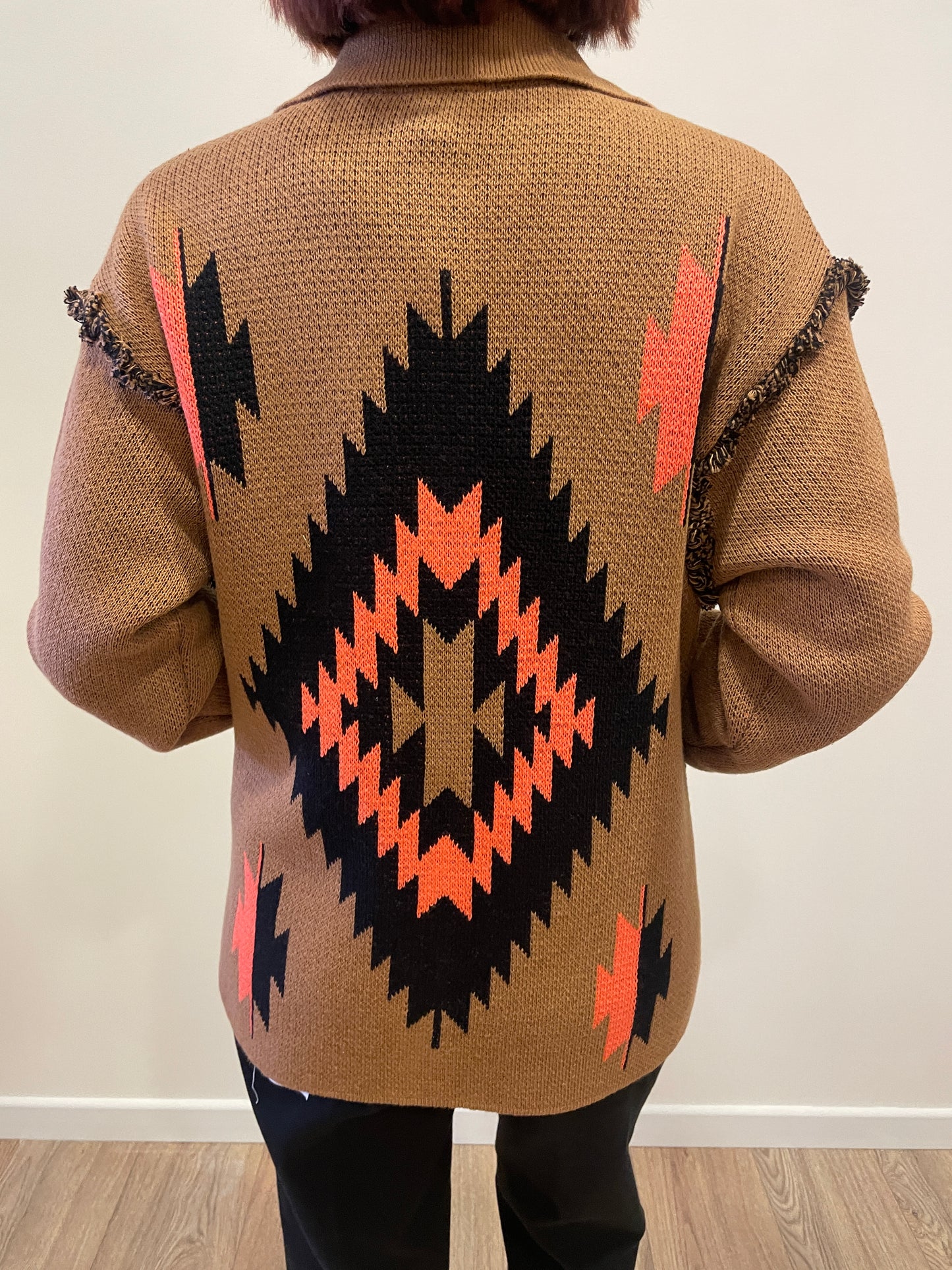 HAVEONE - Cardigan/giacchino biscotto con colletto e bottoni